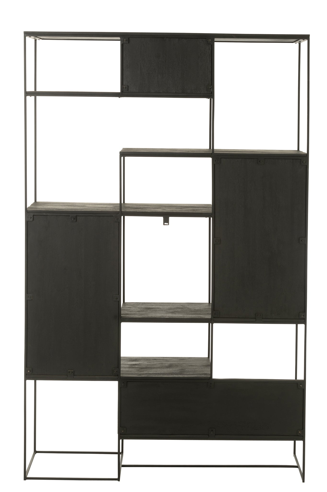 Shelf Modern Teak Wood/Metal Black