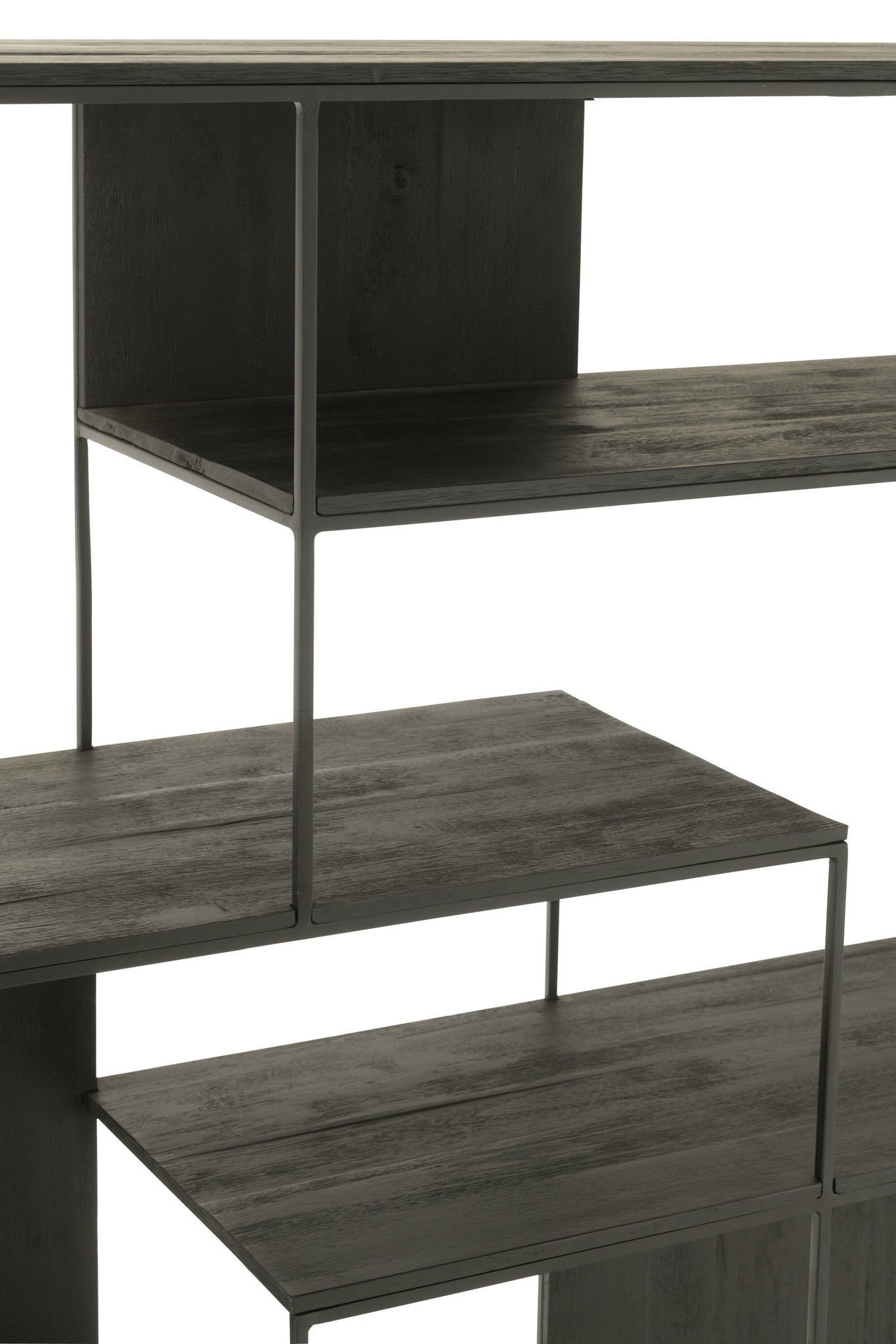 Shelf Modern Teak Wood/Metal Black