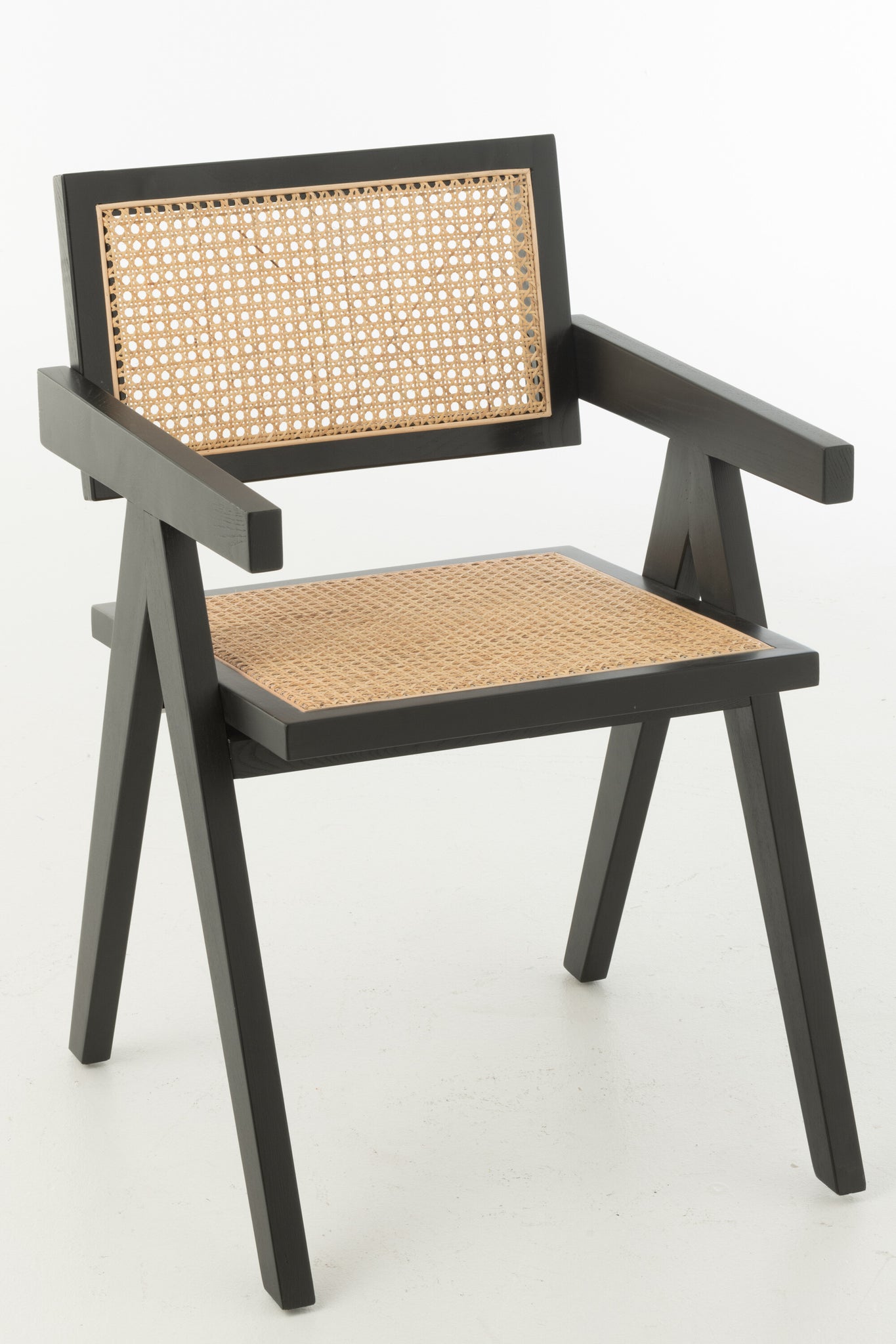 Stuhlgitter Eschenholz/Rattan Schwarz