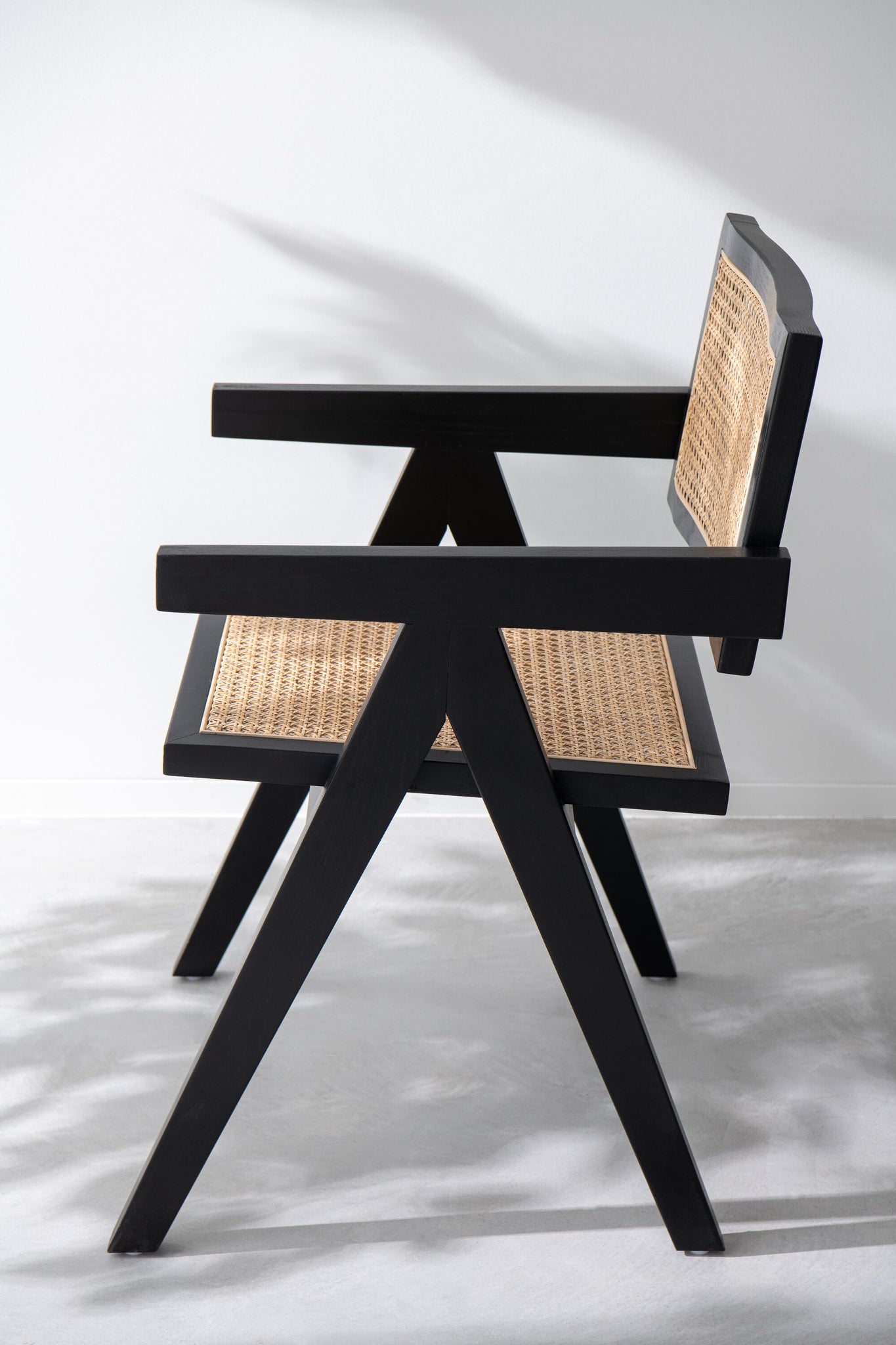 Stuhlgitter Eschenholz/Rattan Schwarz