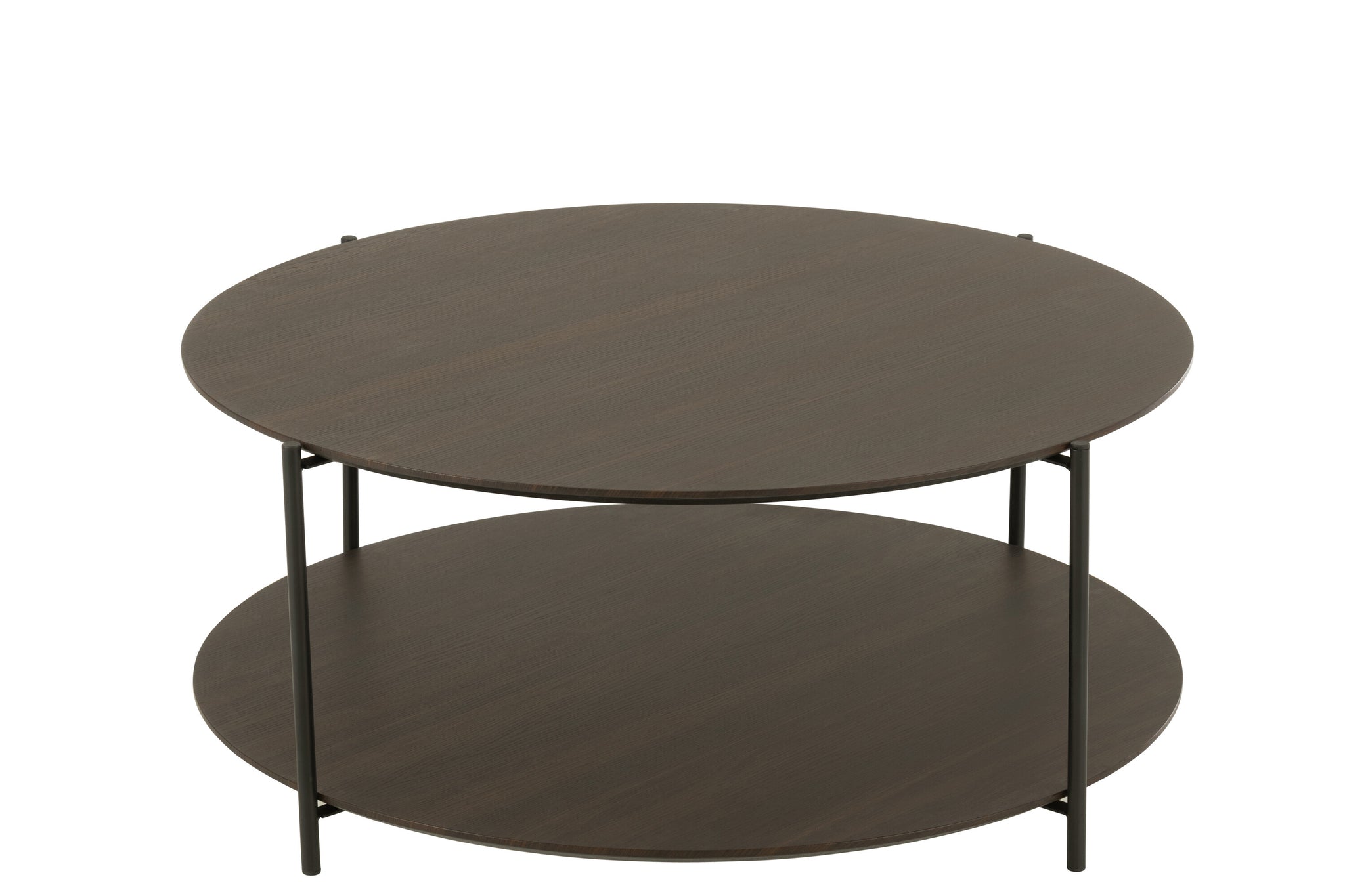 Runder Couchtisch aus MDF/Metall, dunkelbraun, klein