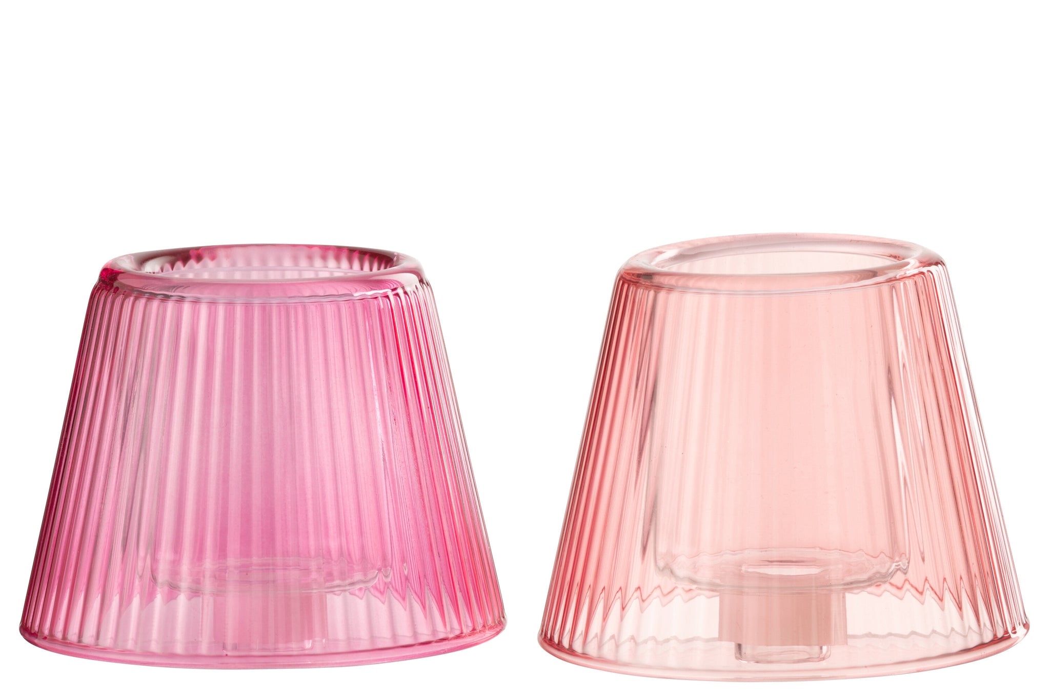 Teelichthalter-Hut aus Glas, rosa/fuchsia, 2er-Set – Living and Goods