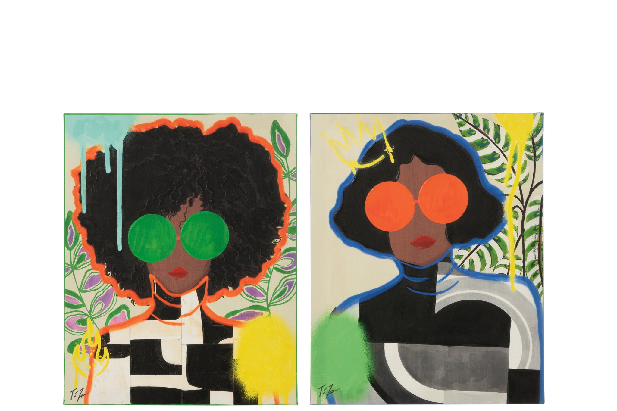 Wall Deco Women Popart Canvas Mix Small Assortment Of 2