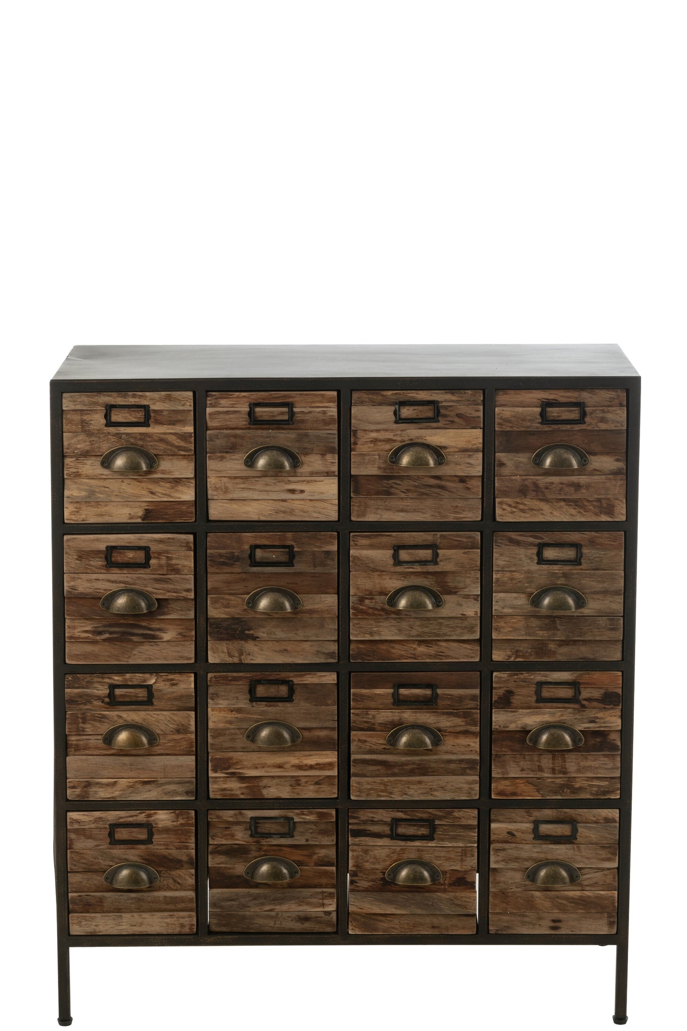 Cupboard 16 Drawers Wood/Metal Brown