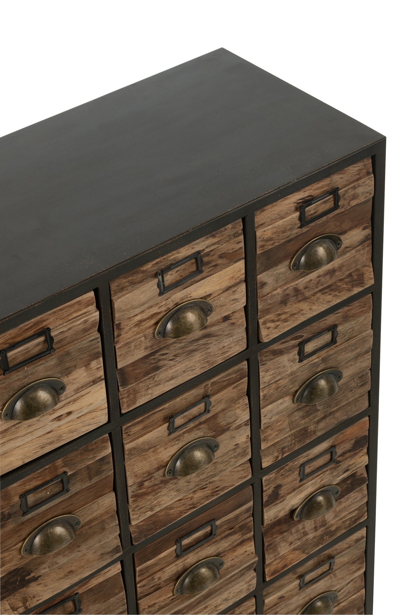 Schrank Holz Metall 16 Schubladen Industrie 80x33x92 cm