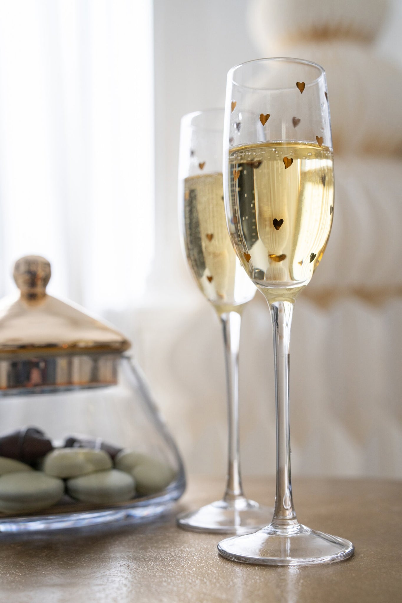 Champagne Glass Heart Glass Transparent/Gold