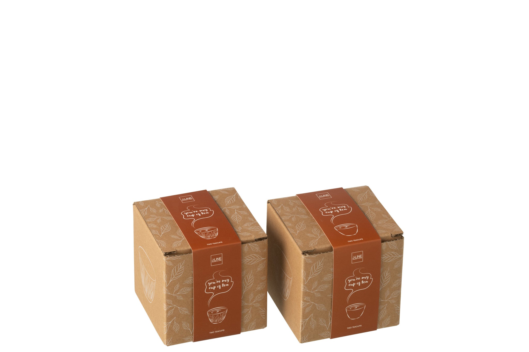 Box Of 2 Tea Cup Metal Brown Assortment 2