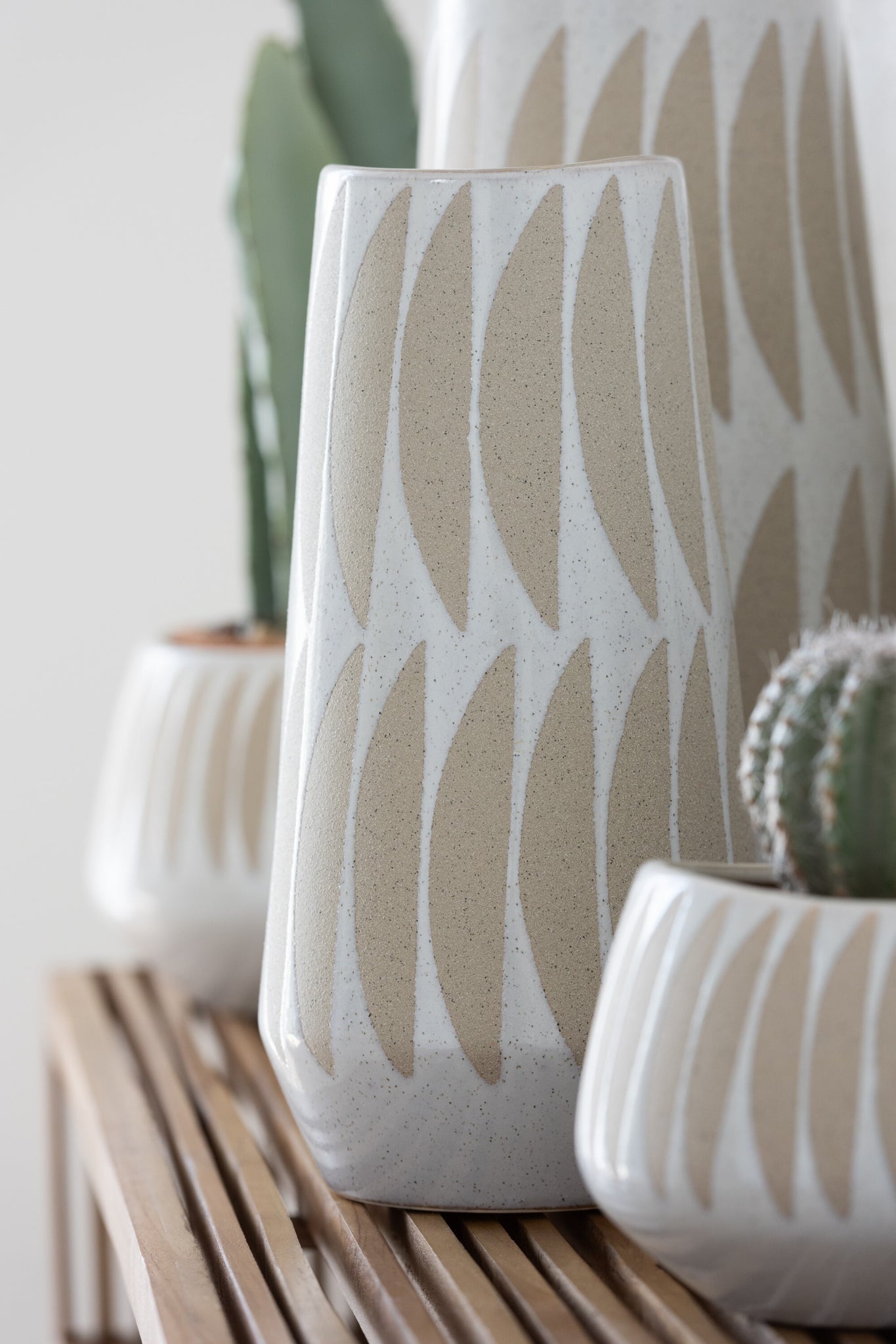 Vase Kai Stoneware Beige/White Small