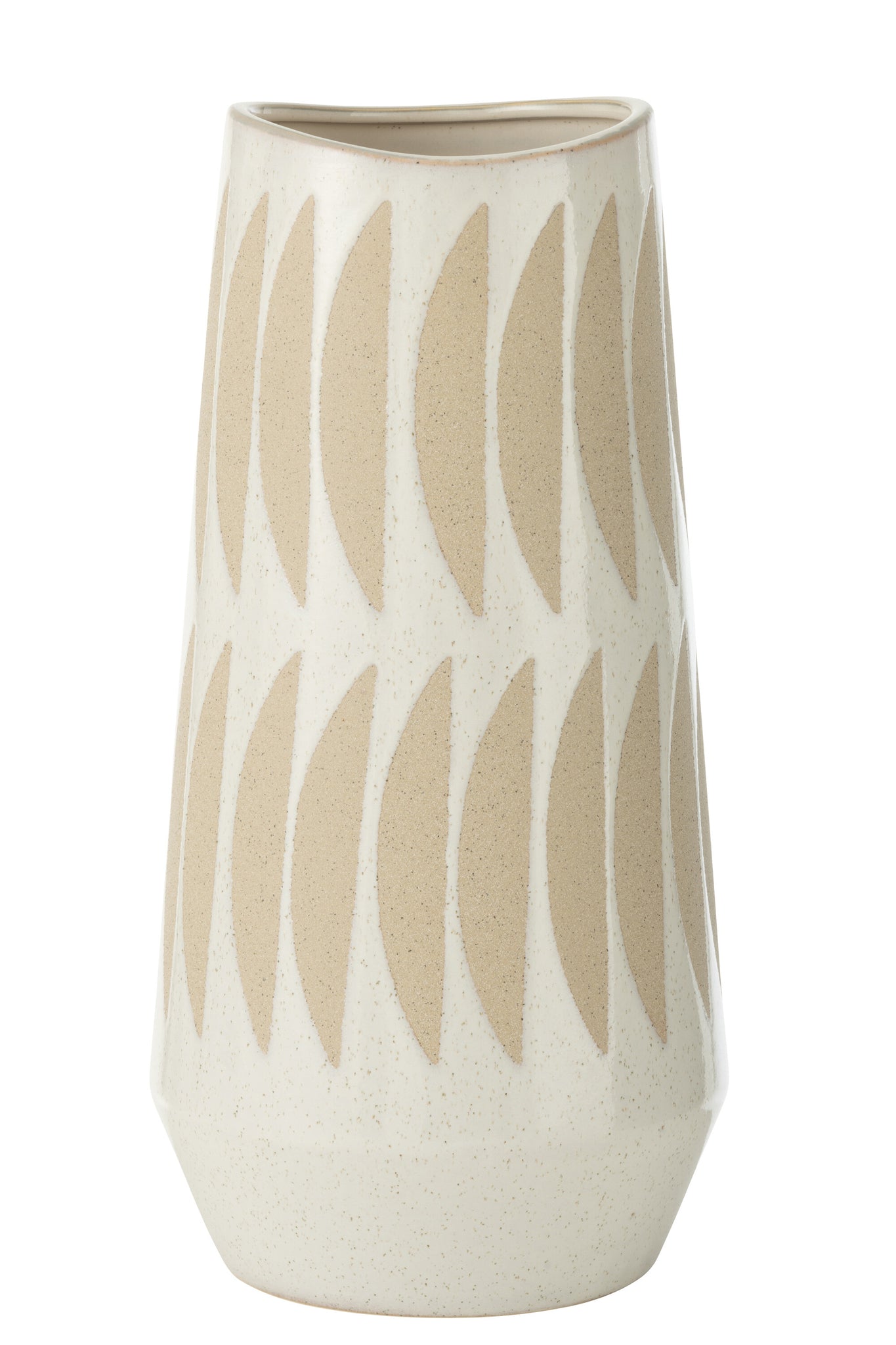 Vase Kai Steingut Beige/Weiß Groß