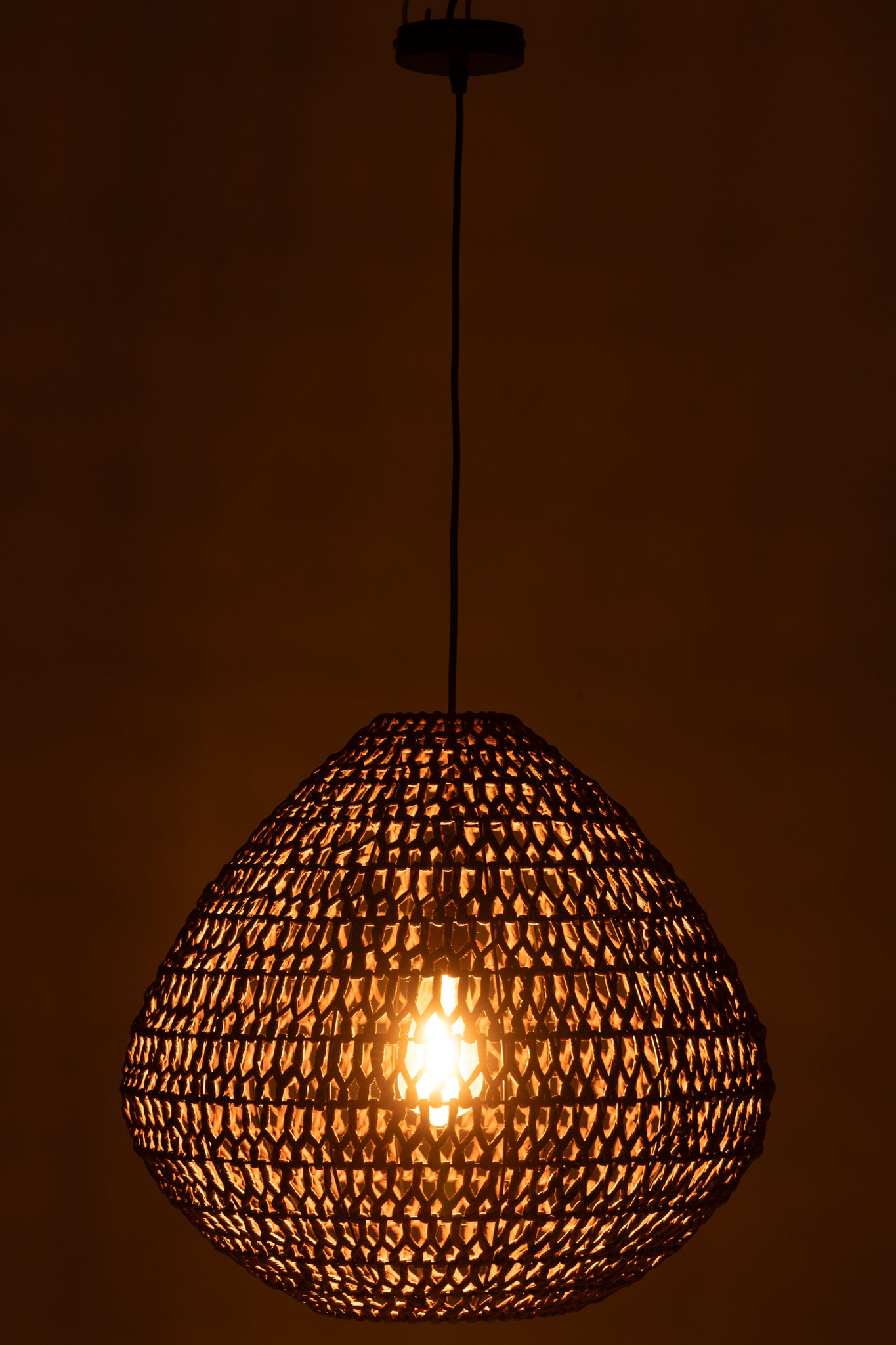 Ceiling Lamp Braided Metal Dark Natural