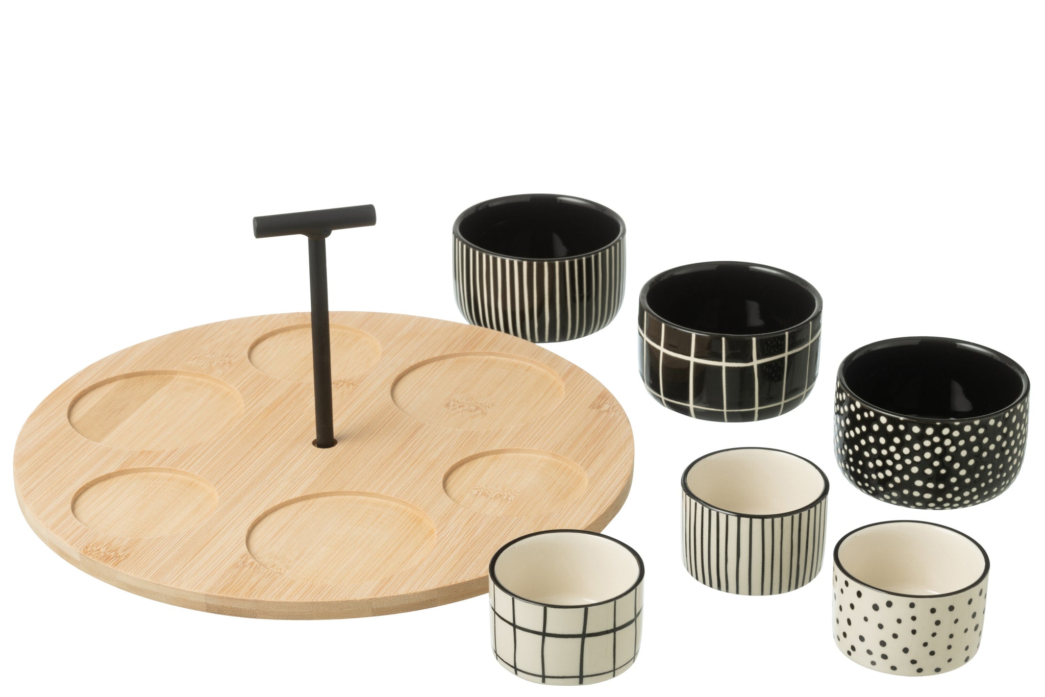Tapas Service 6 Sets+Bamboo Tray Windowbox Black/White