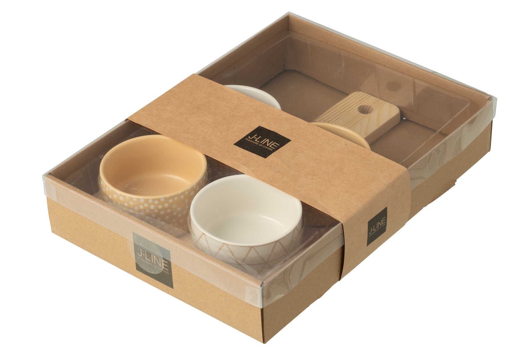 Tapas Service 4 Sets+Wood Tray Windowbox Cream/White