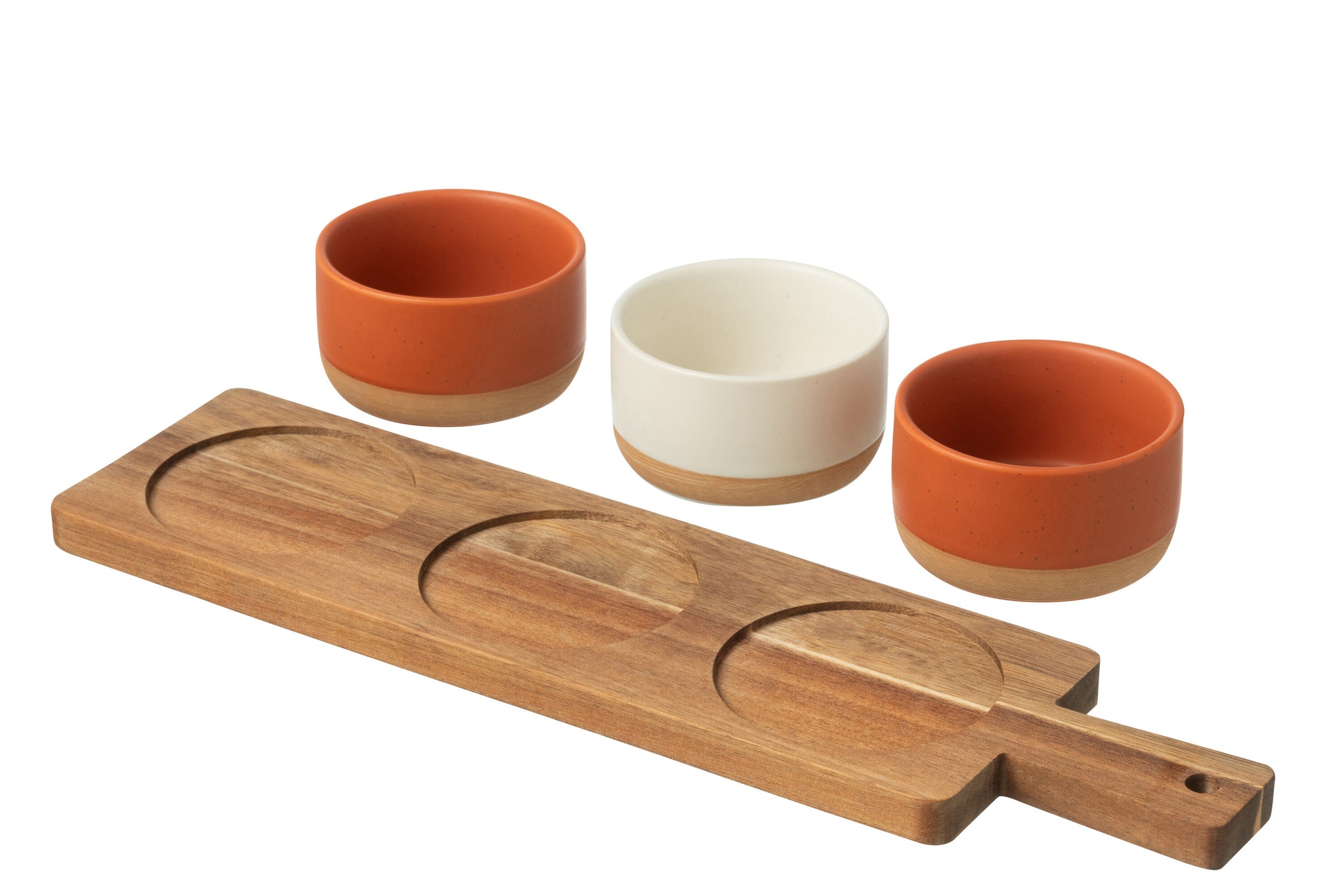 Tapas Service 3 Sets+Wood Tray Windowbox Orange/White