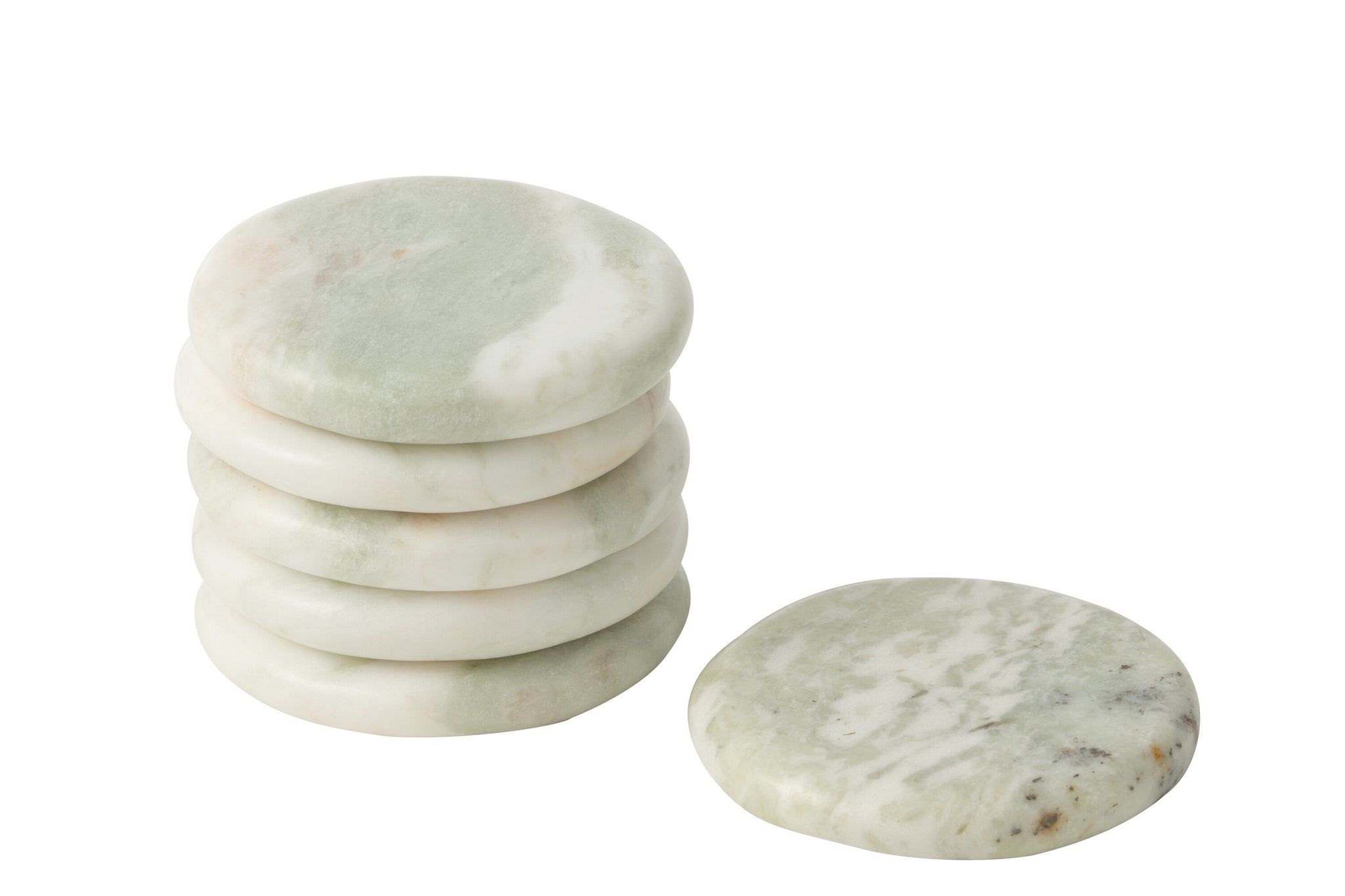Set Of 6 Coaster Marble White Green