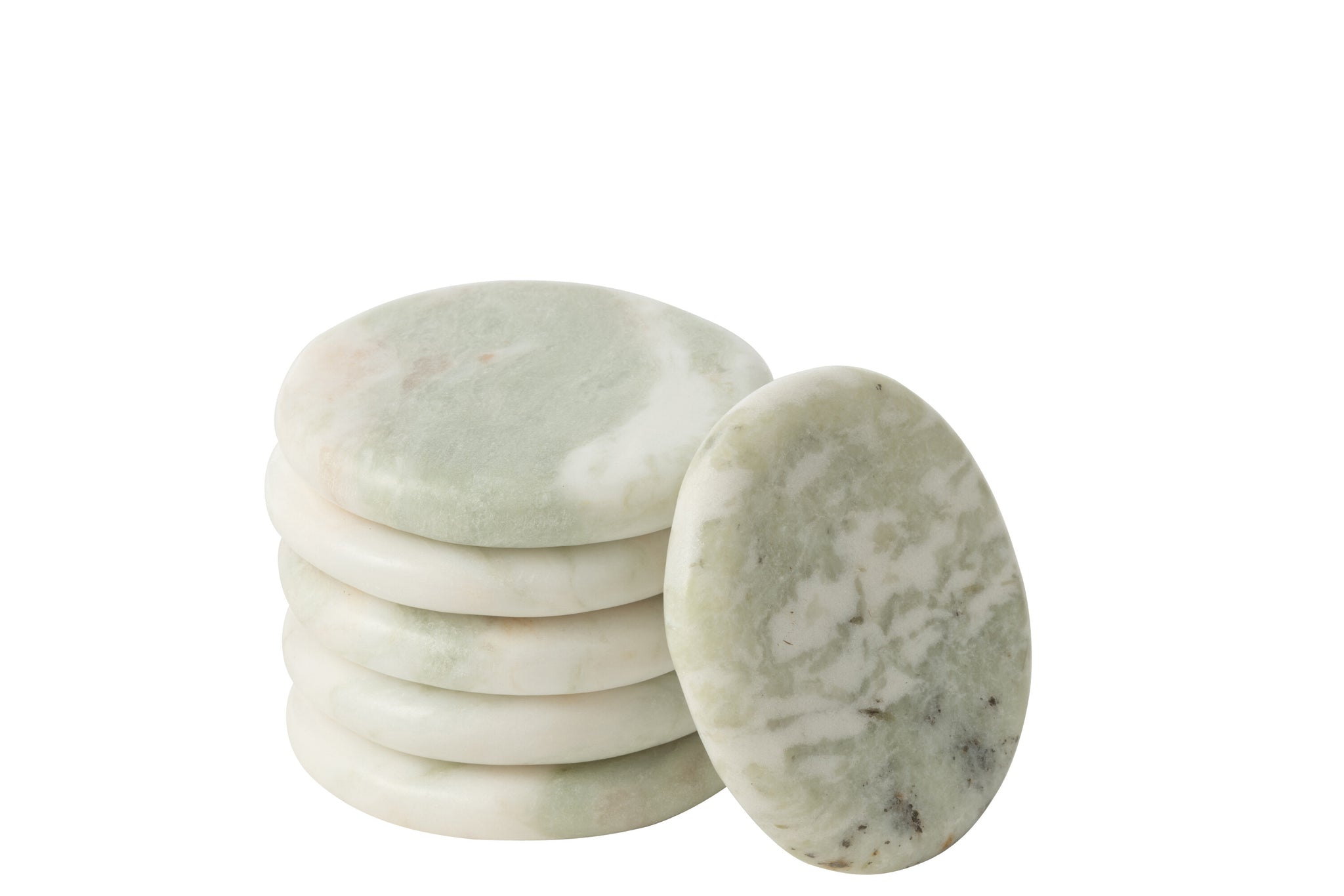 Set Of 6 Coaster Marble White Green