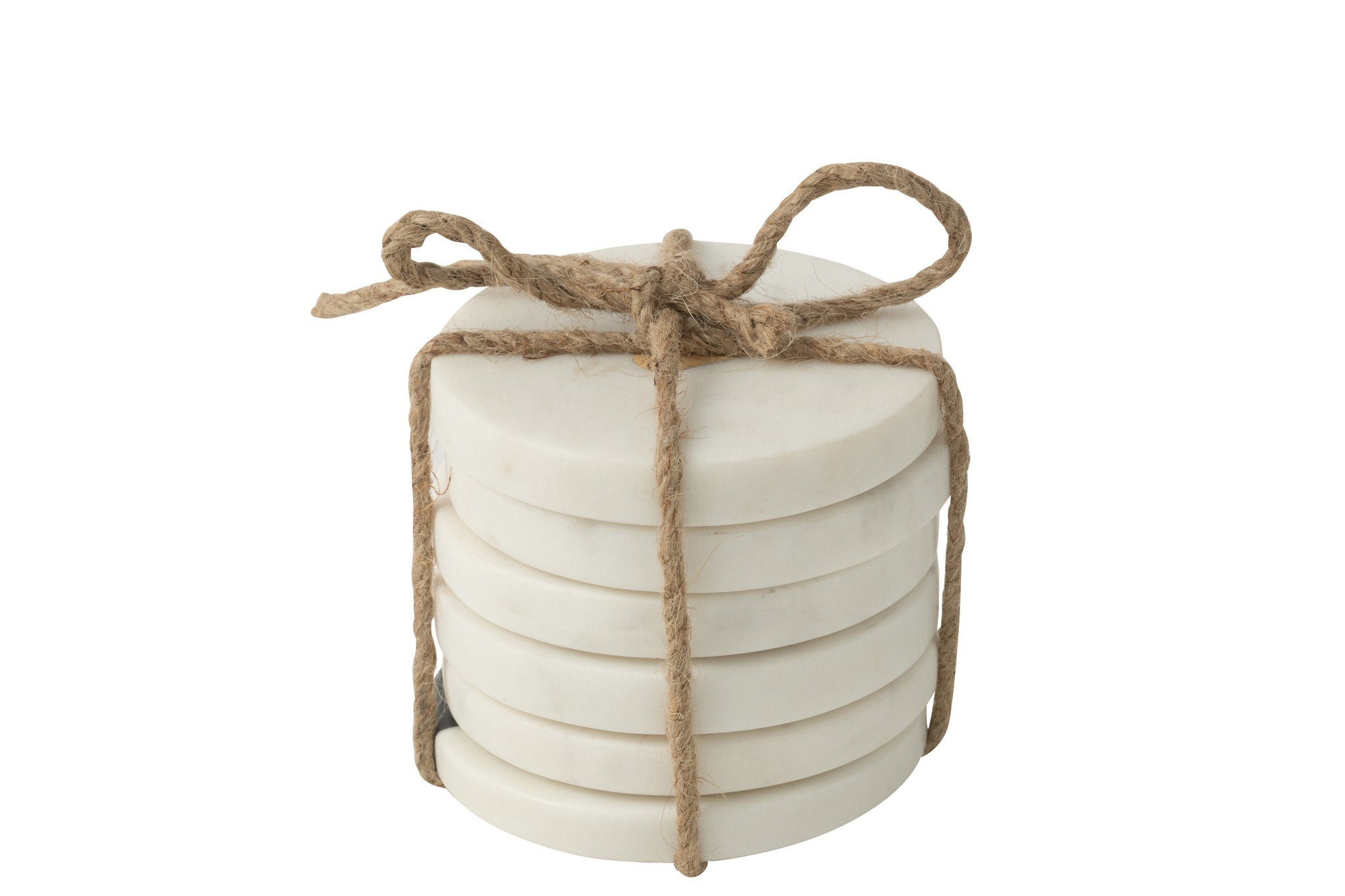 Set Of 6 Coaster Heart Marble White