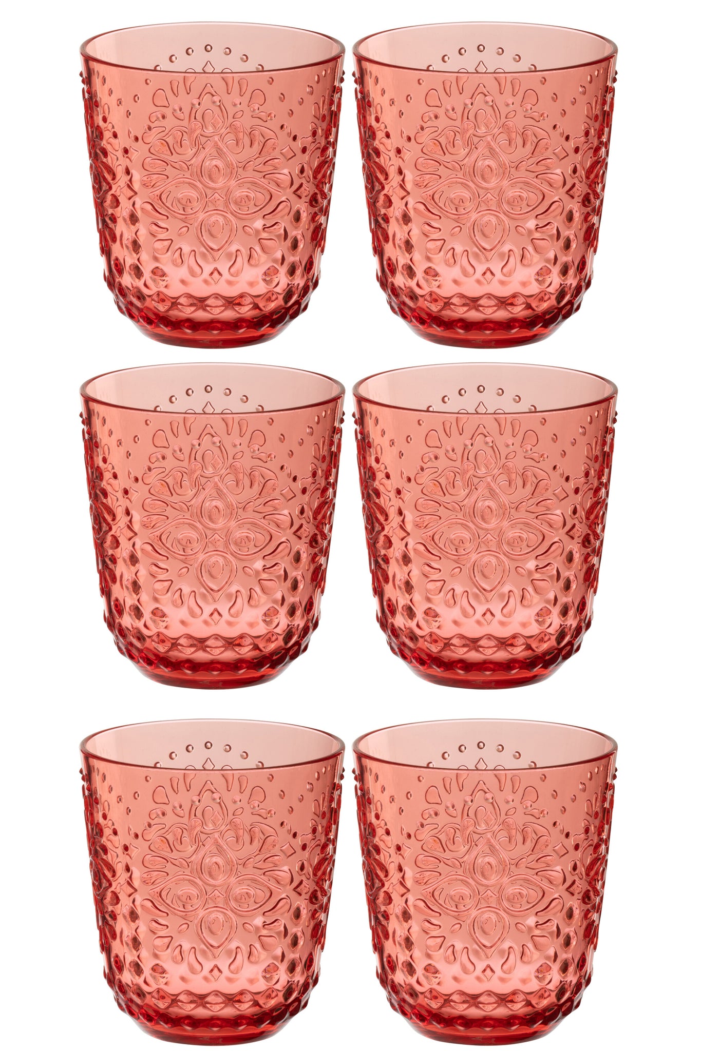 Box Of 6 Drink Glass Plastic Red