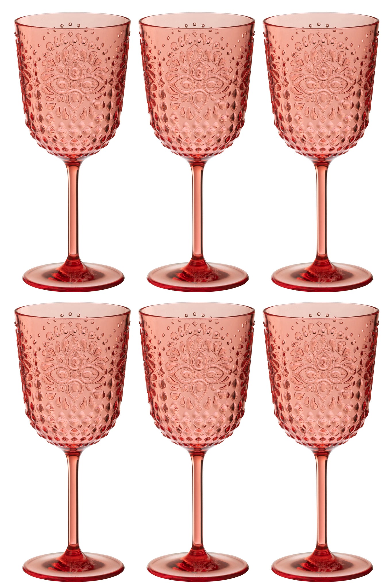 Box Of 6 Wine Glass Plastic Red