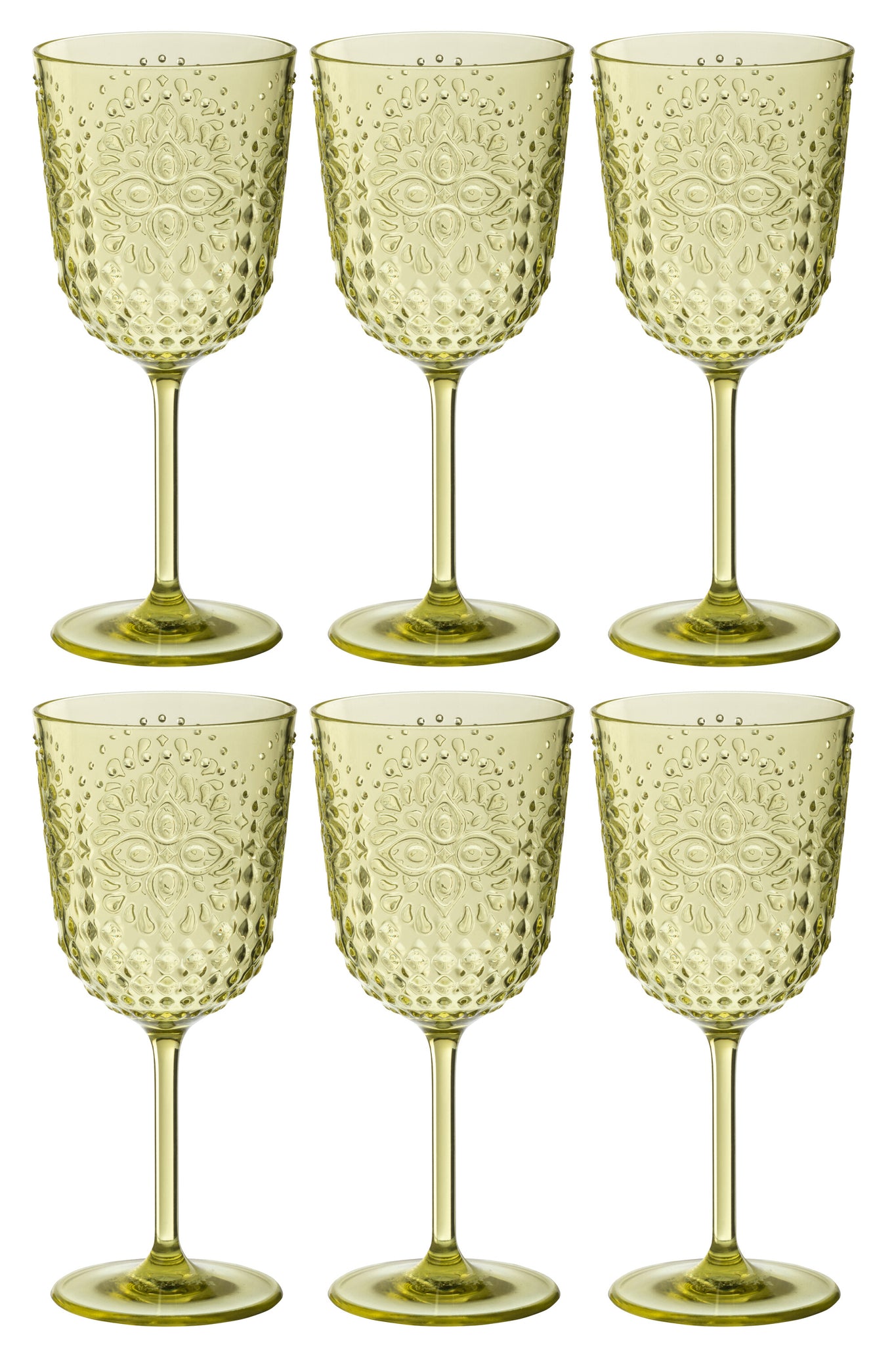 Box Of 6 Wine Glass Plastic Green