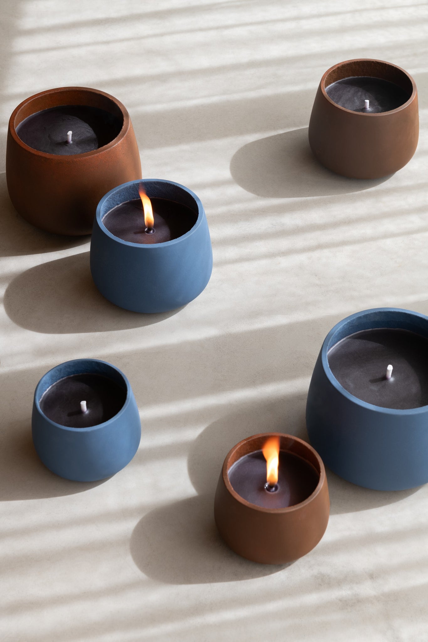 Outdoor Candle Cyra Cement Blue Medium-31 Hours