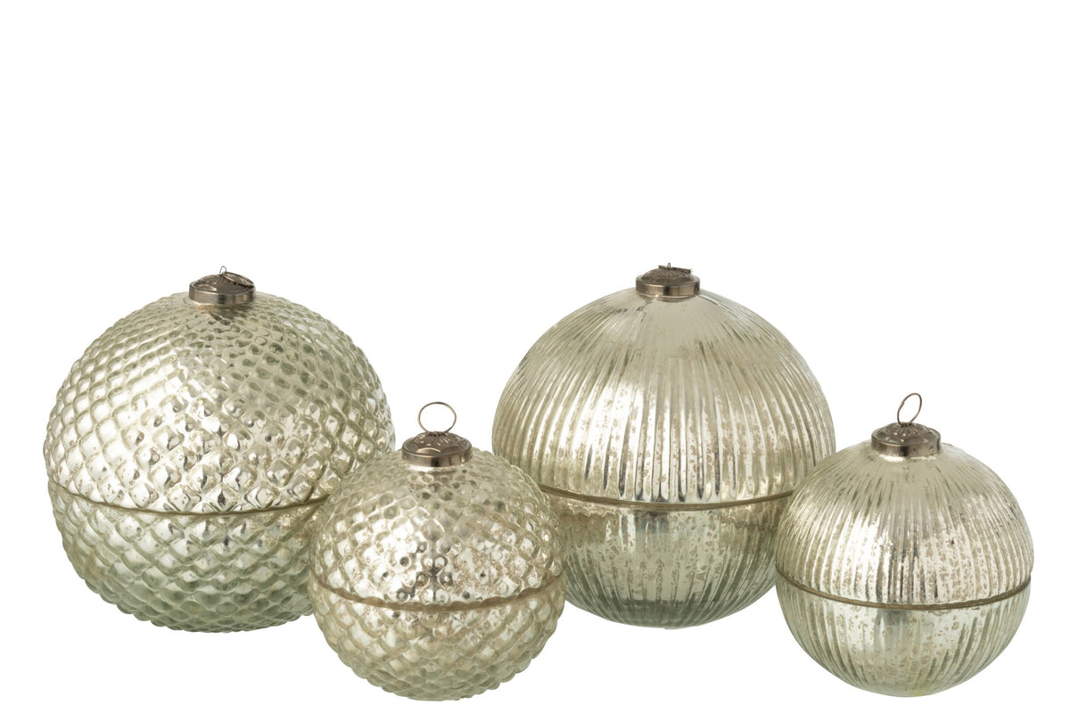 Geurkaars kerstbal groot – set van 2, glas, zilver, Ø17,5 x 18,5 cm