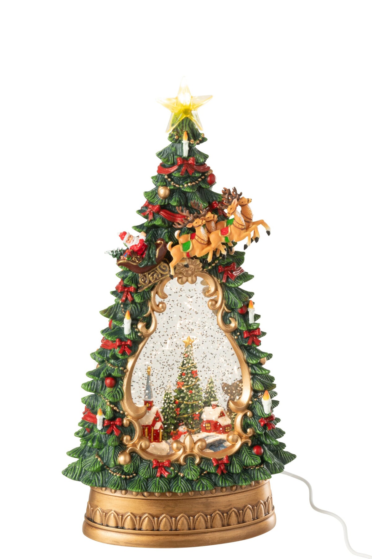 Kerstboom met dorpje en verlichting – kunststof en polyresin, meerkleurig, 33,5 cm