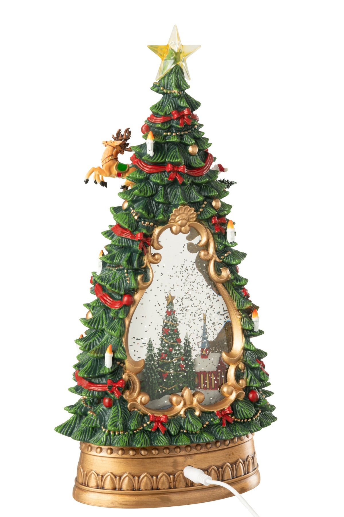 Kerstboom met dorpje en verlichting – kunststof en polyresin, meerkleurig, 33,5 cm