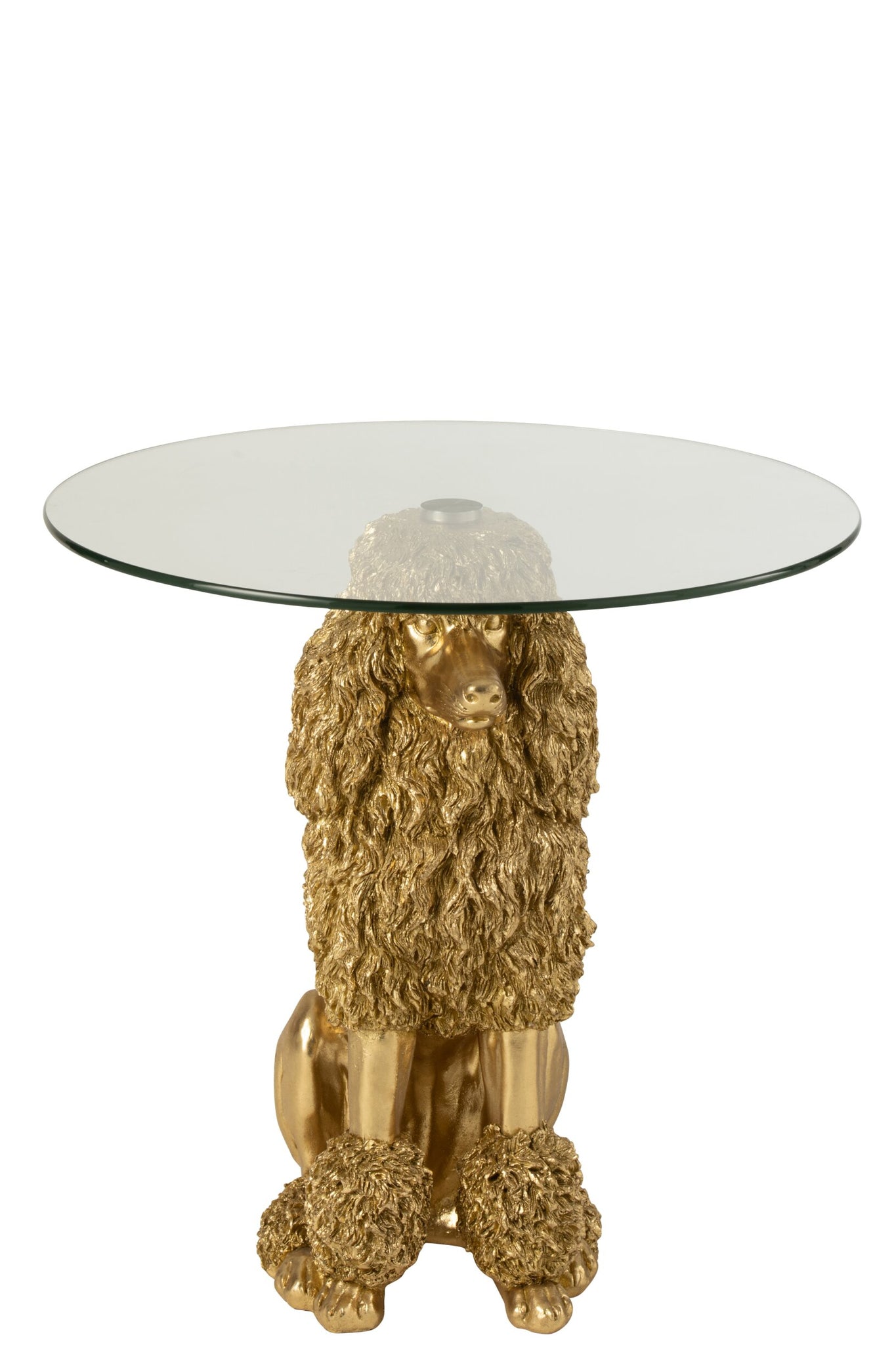 Beistelltisch Pudel Rund Polyresin Goldfarben