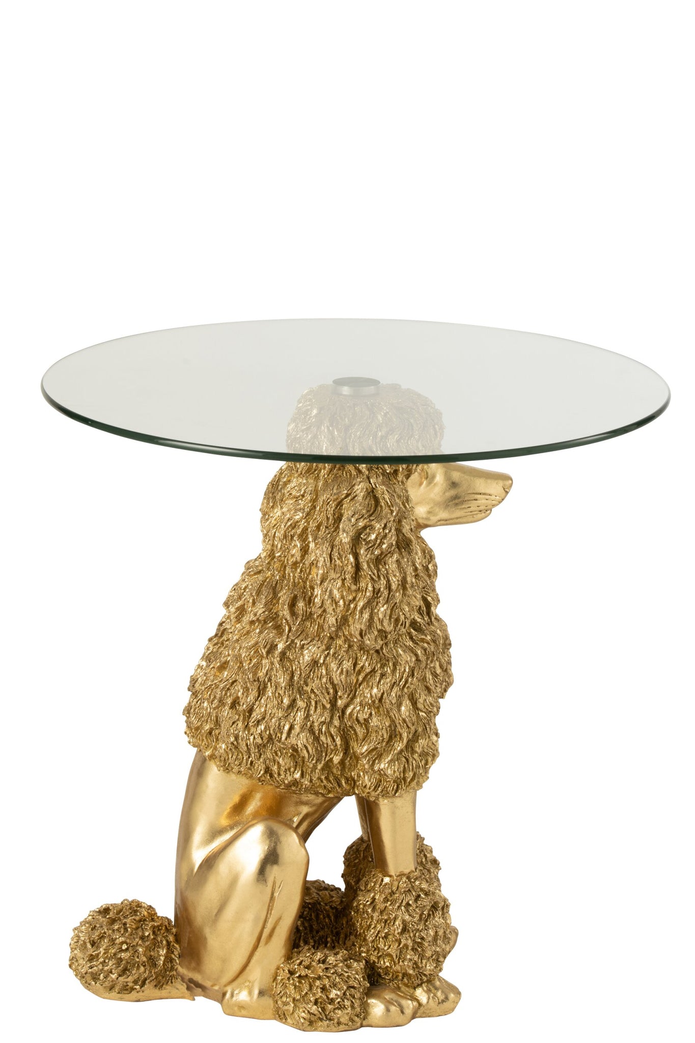 Beistelltisch Pudel Rund Polyresin Goldfarben