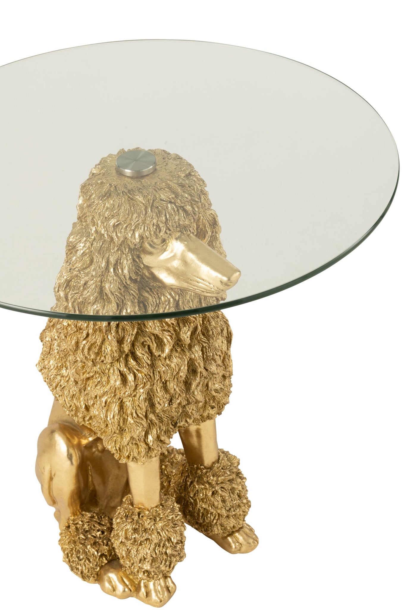 Beistelltisch Pudel Rund Polyresin Goldfarben