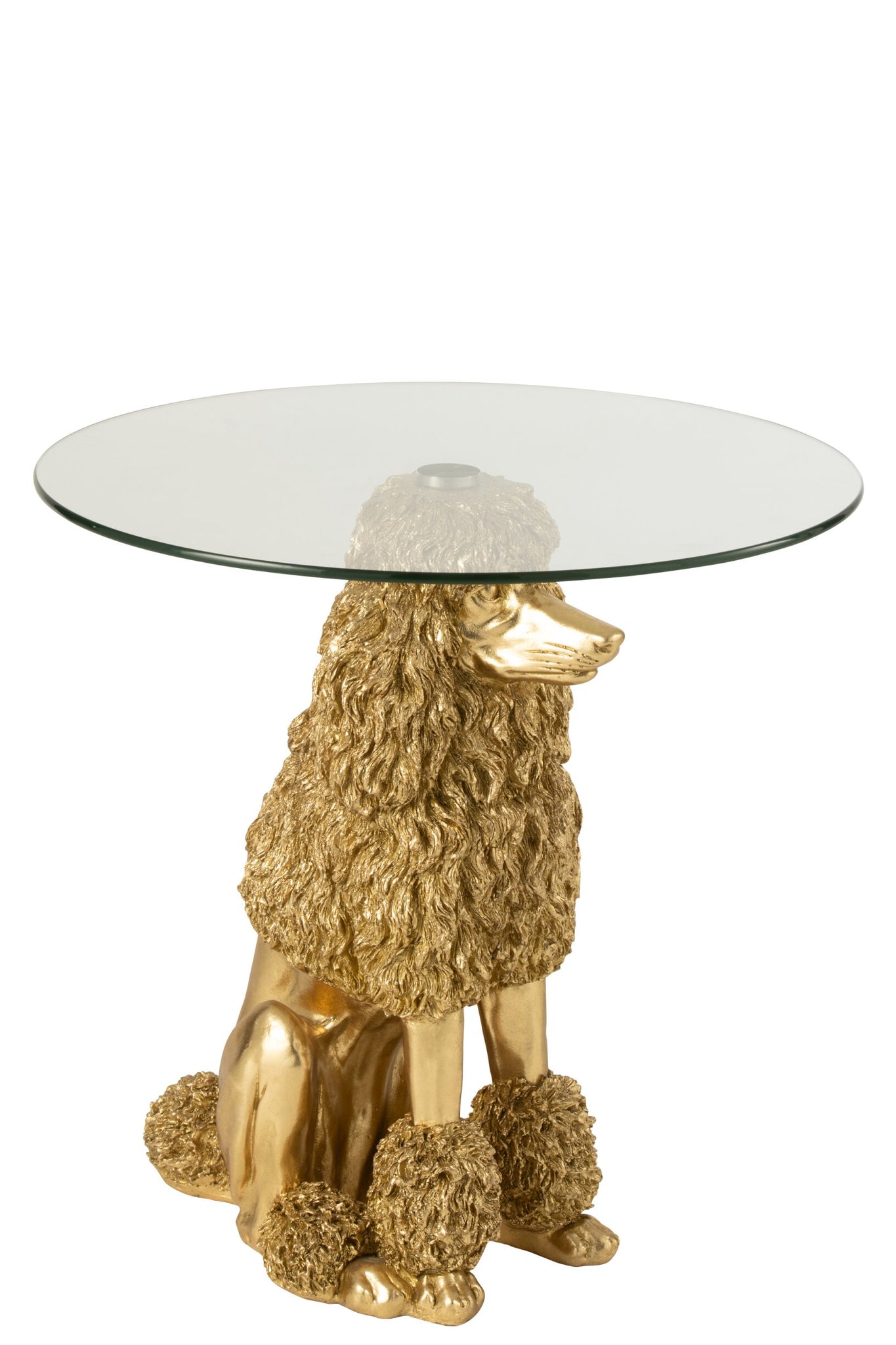 Beistelltisch Pudel Rund Polyresin Goldfarben