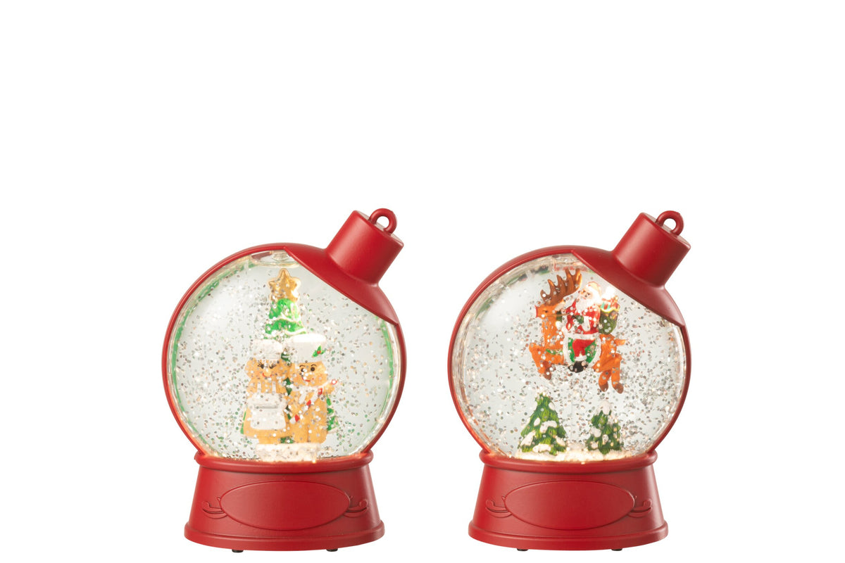Kersthanger sneeuwbol peperkoekman en kerstman – set van 2, kunststof, kerstrood, 13 cm