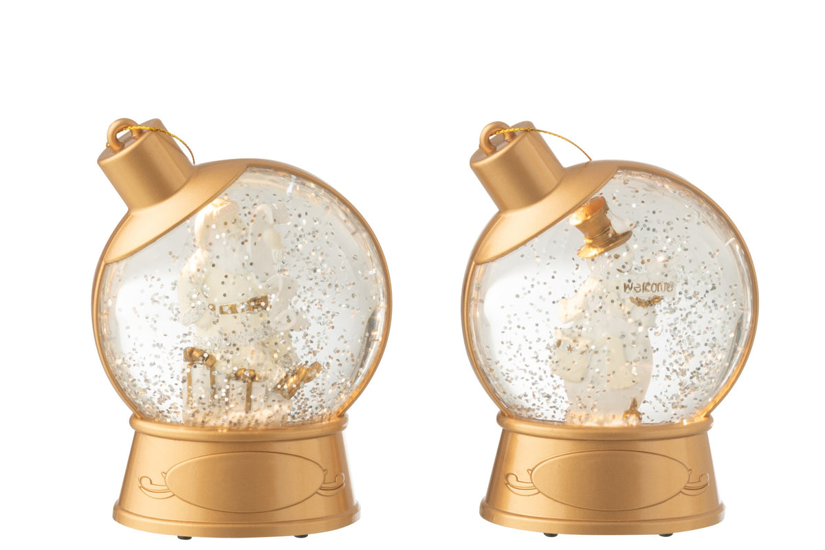 Kersthanger sneeuwbol sneeuwpop en kerstman – set van 2, kunststof, wit, 13 cm