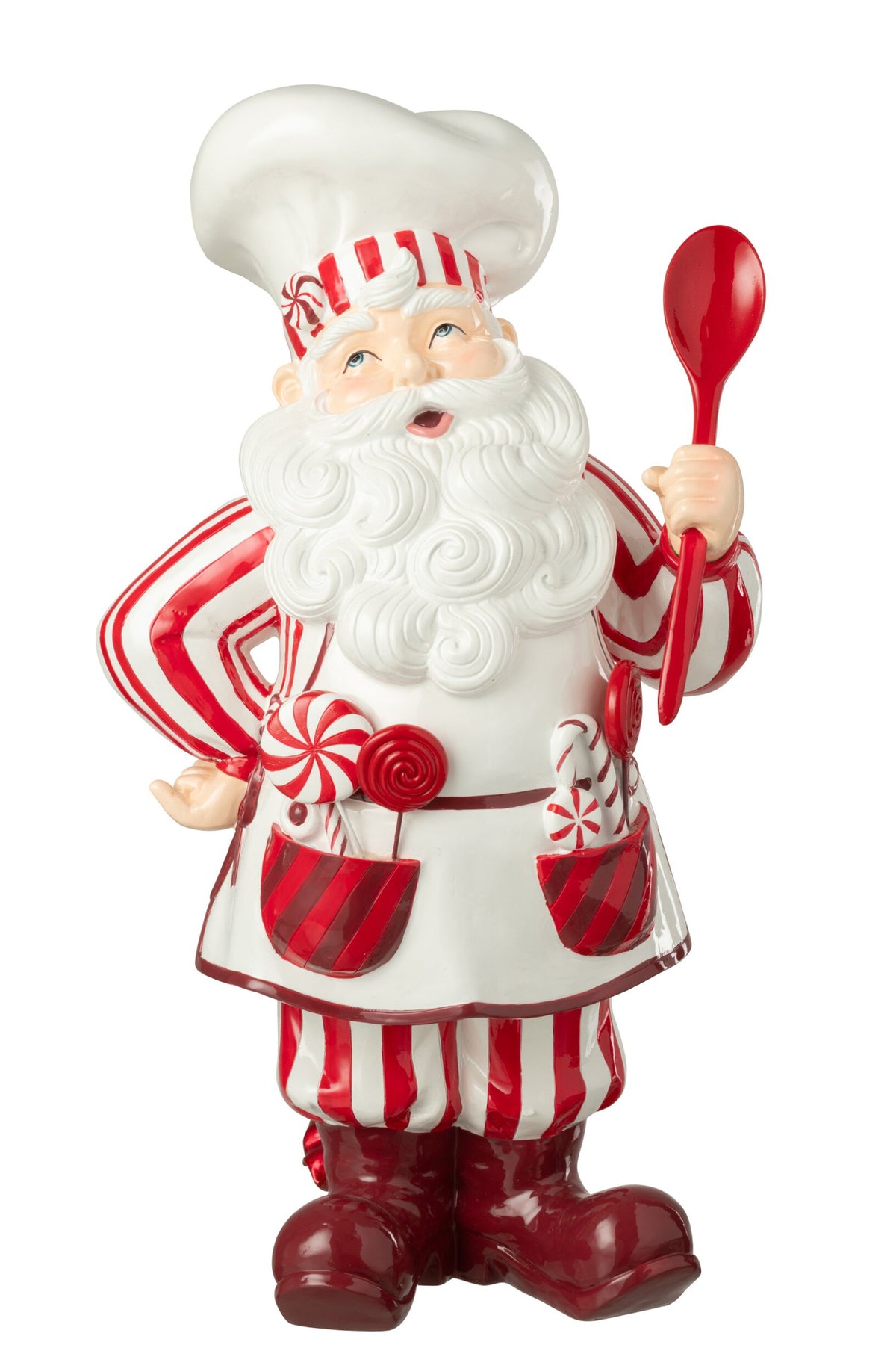 Kerstman kok – kalkpoeder, kerstrood en wit, 47 cm