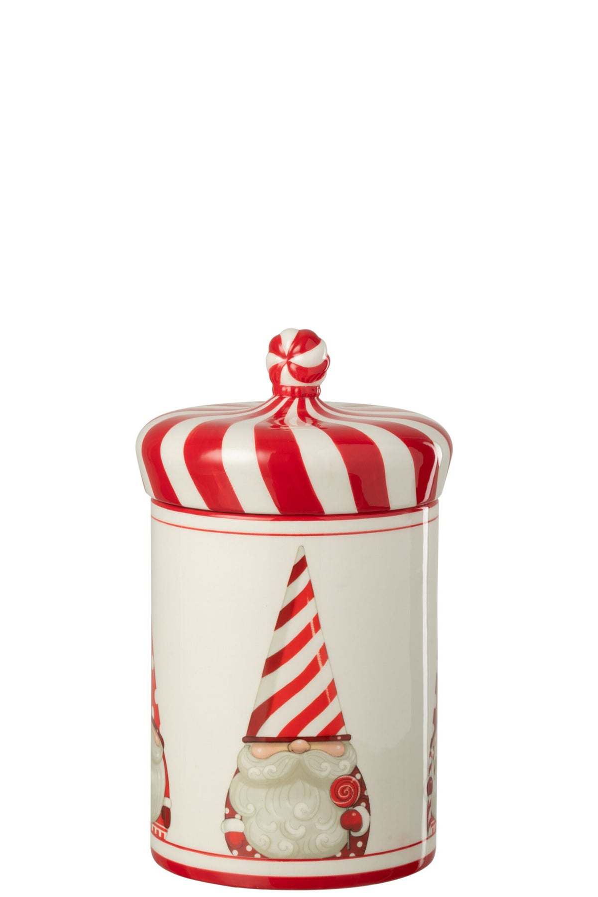 Decoratieve pot kerstman – dolomiet, kerstrood en wit, Ø15,5 x 26 cm