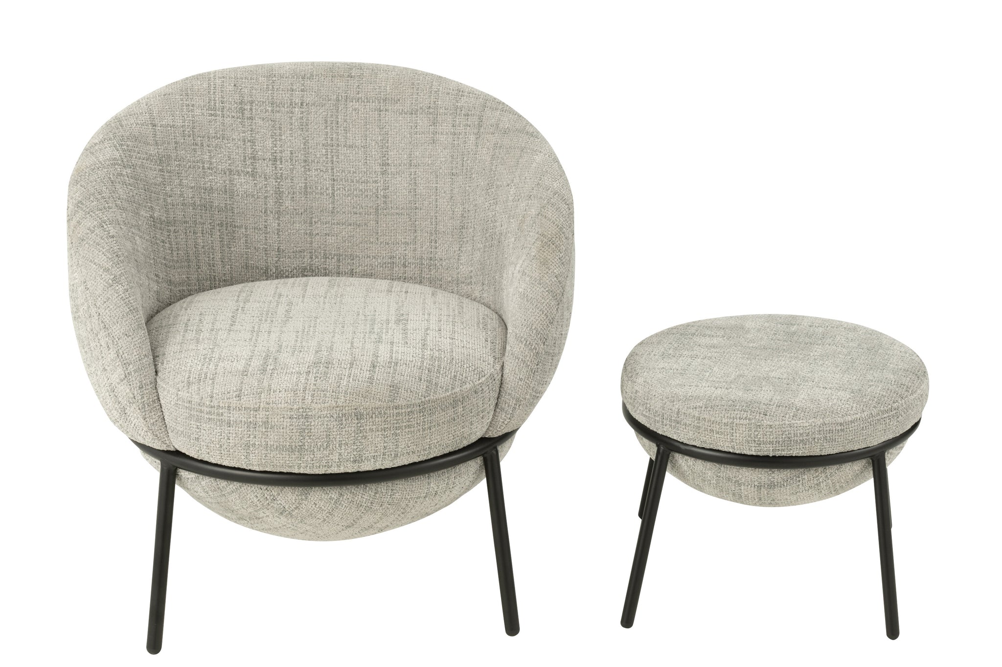 Lounge Chair + Footstool Iron Grey/Black