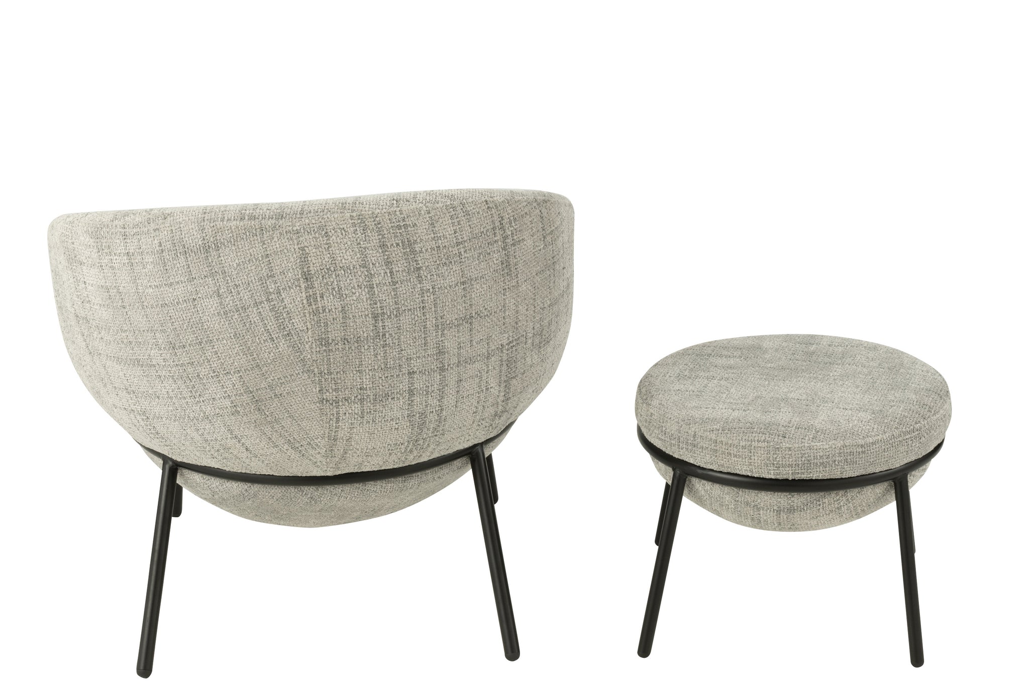 Lounge Chair + Footstool Iron Grey/Black