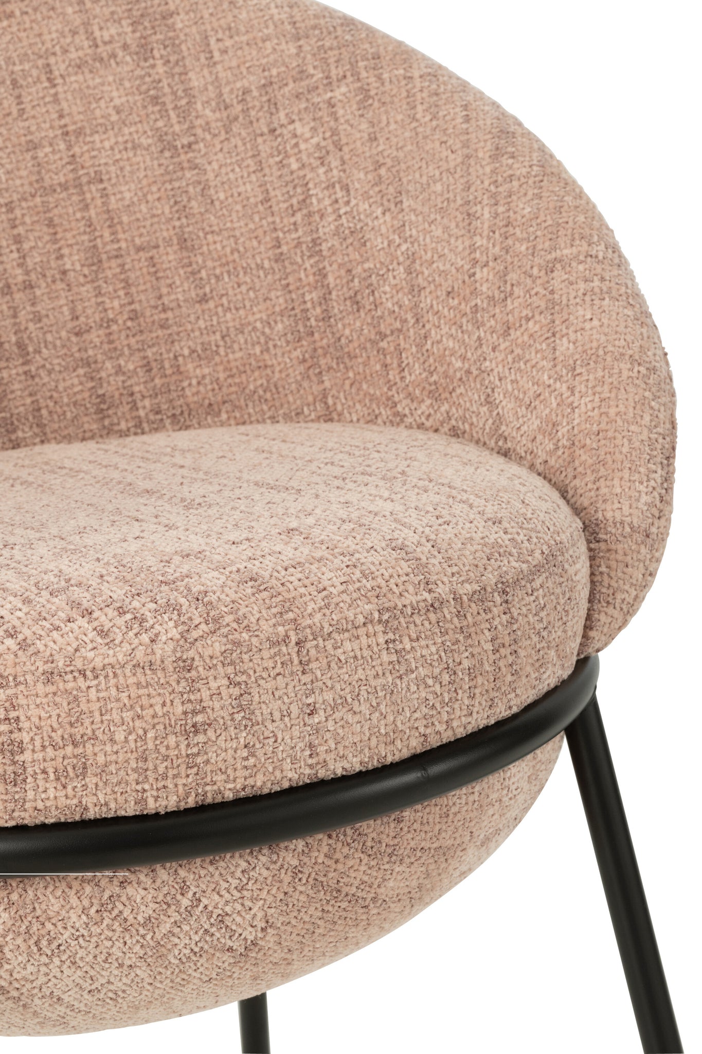 Esszimmerstuhl mit Eisenbeinen, hellrosa/schwarz