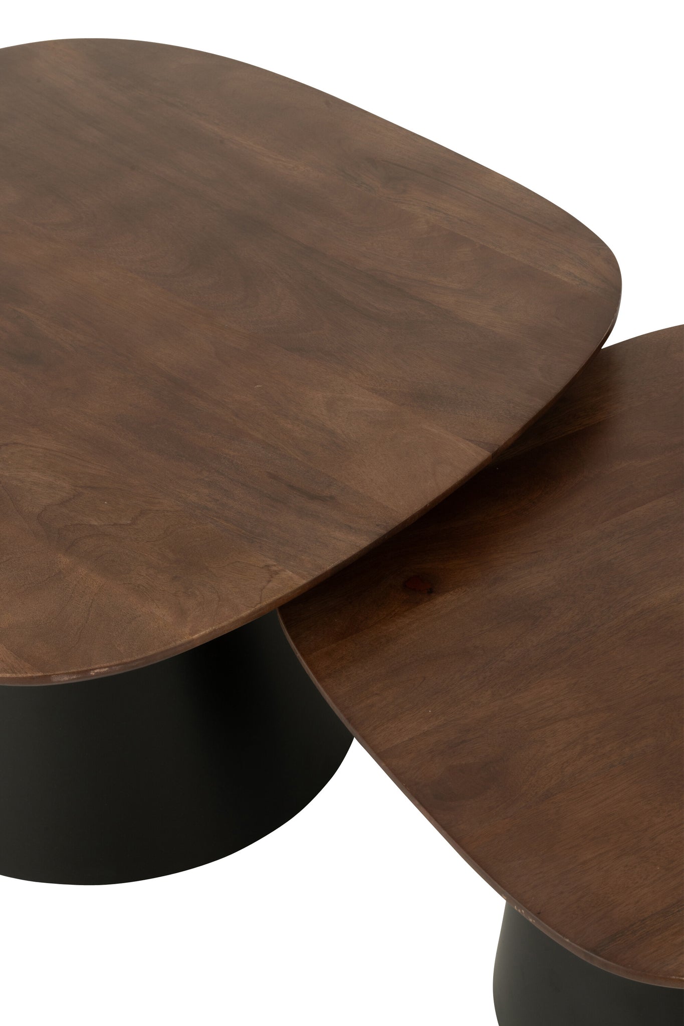 Set Of 2 Side Table Square Mango Wood Dark Brown/Black