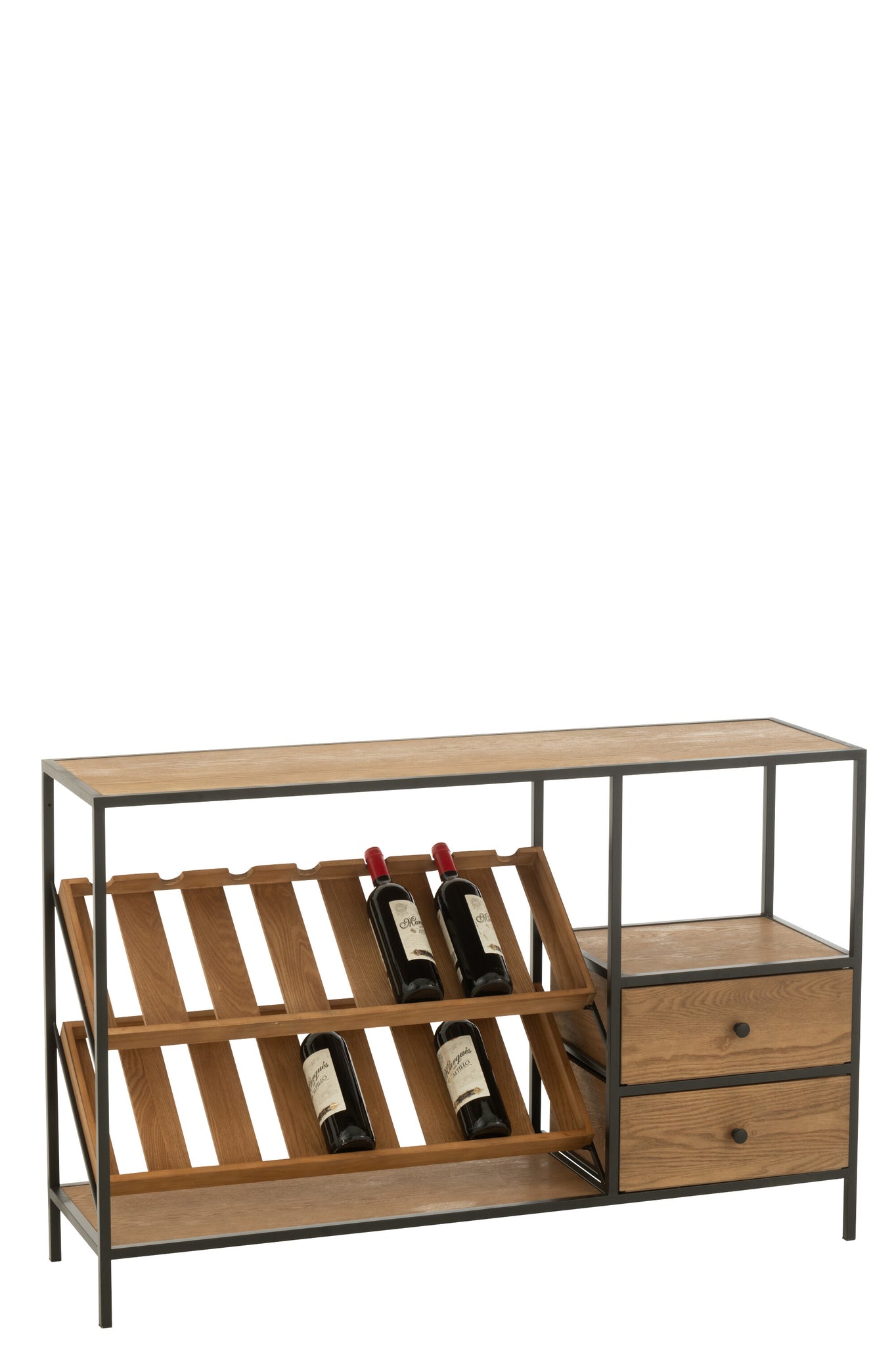 Bar Cabinet Wine Veneer Natural/Black Small