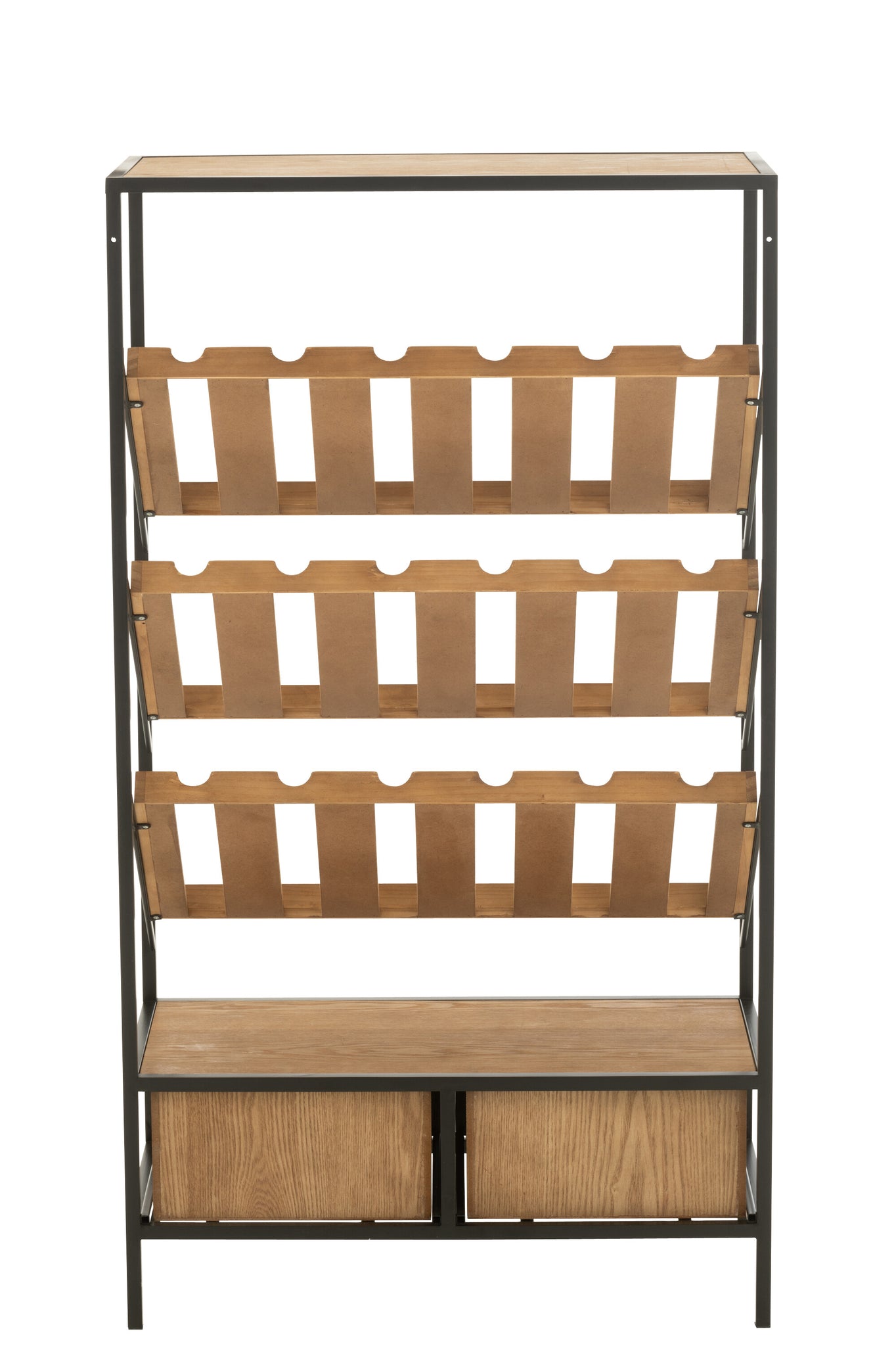 Bar Cabinet Wine Veneer Natural/Black Medium