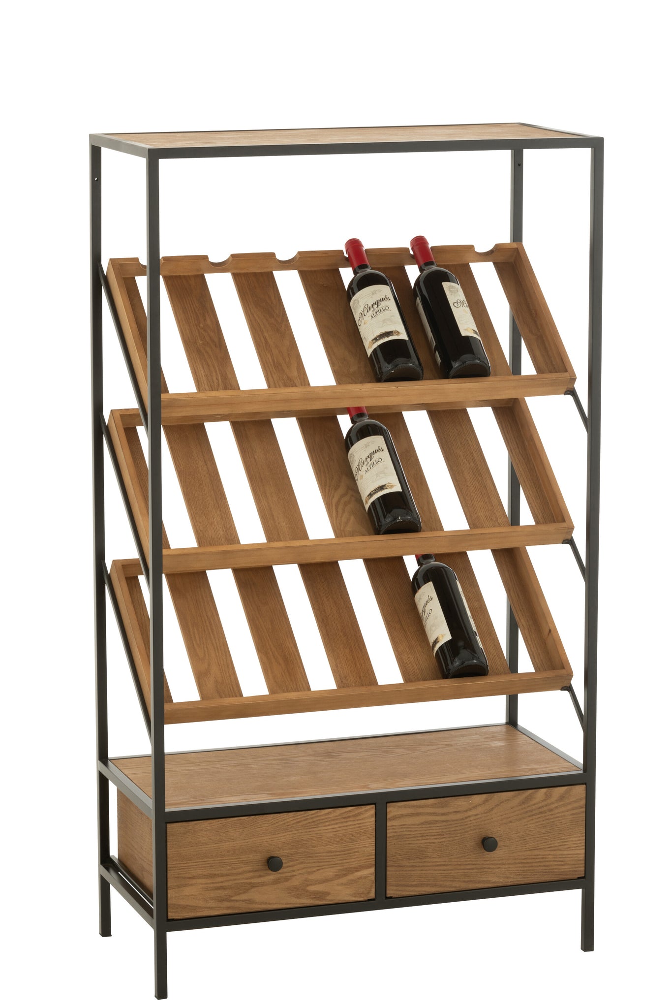 Bar Cabinet Wine Veneer Natural/Black Medium