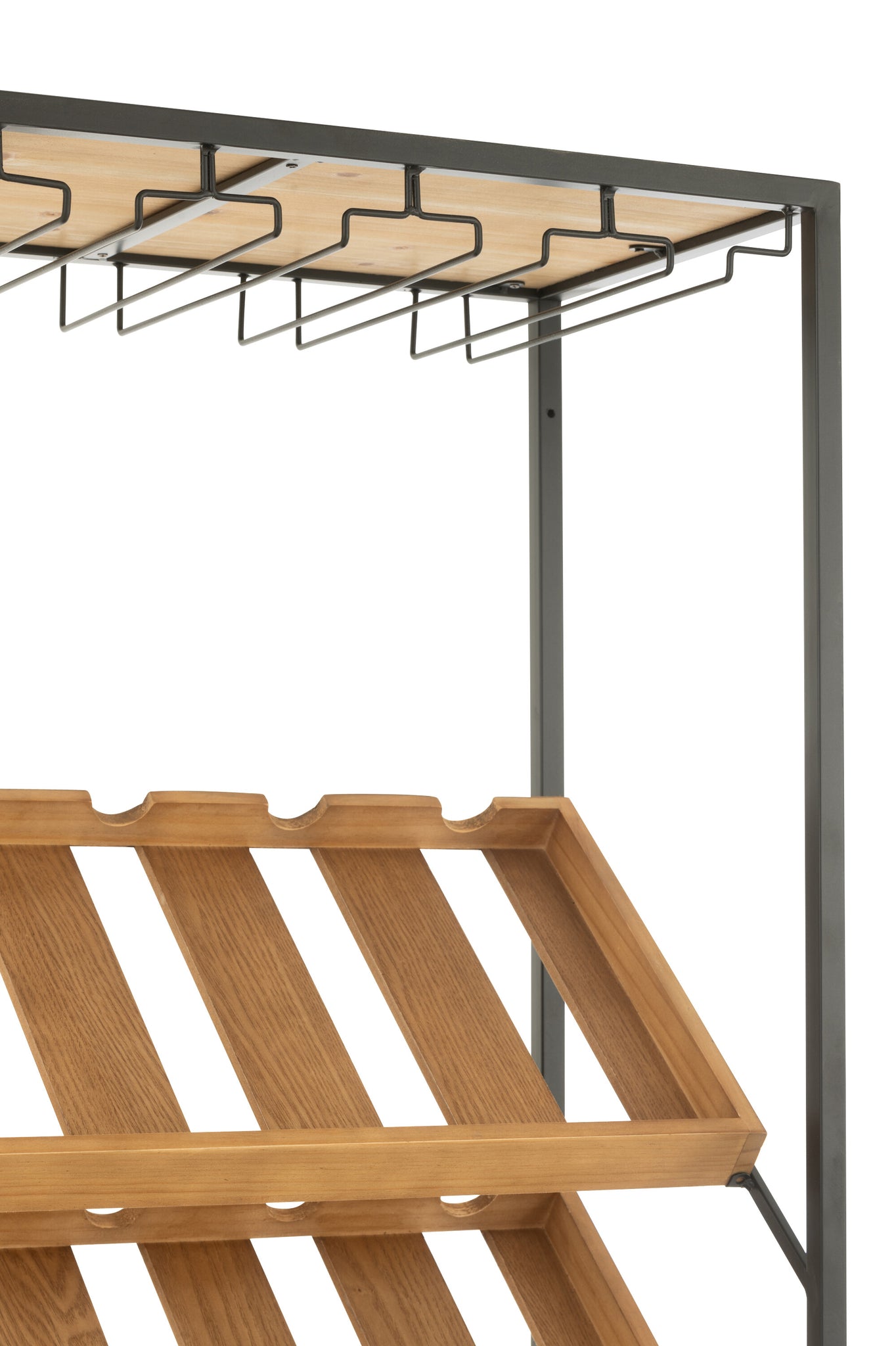 Barkast Hout en Metaal Zwart Naturel Groot | Living and Goods