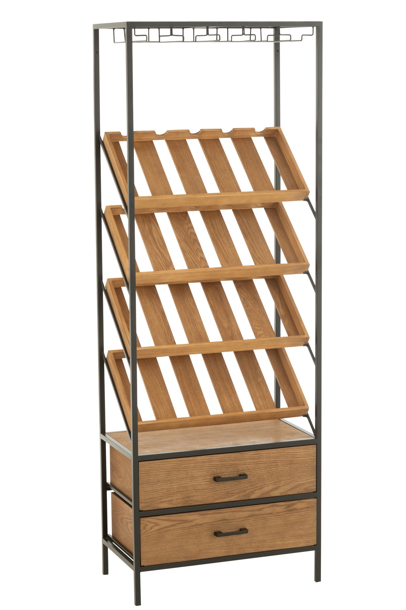 Barkast Hout en Metaal Zwart Naturel Groot | Living and Goods
