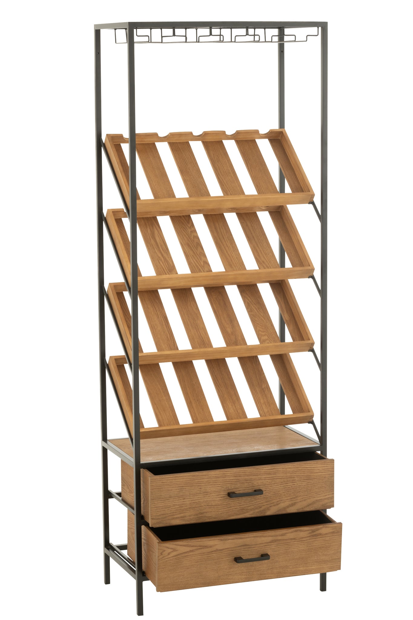 Barkast Hout en Metaal Zwart Naturel Groot | Living and Goods