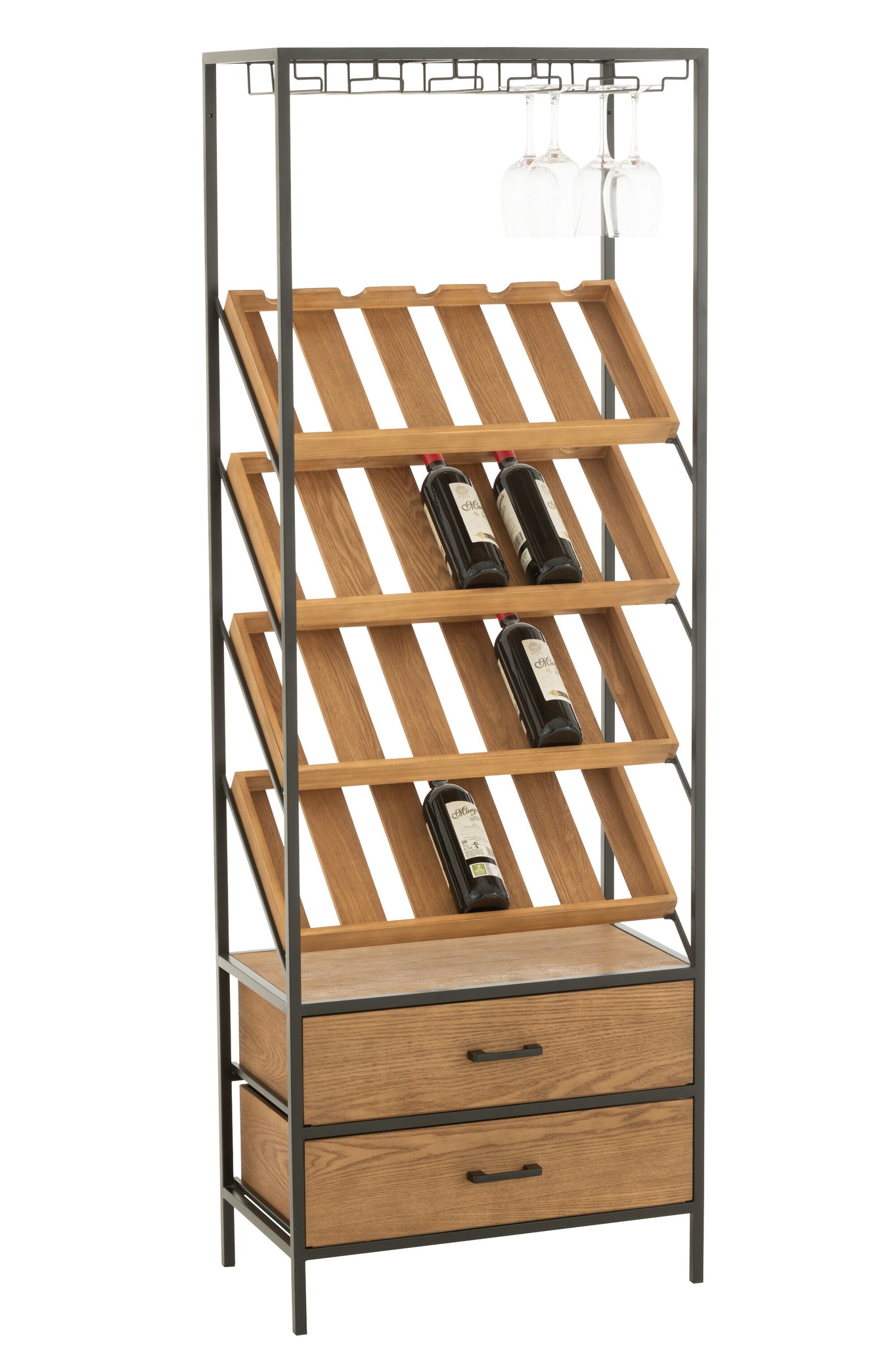 Barkast Hout en Metaal Zwart Naturel Groot | Living and Goods