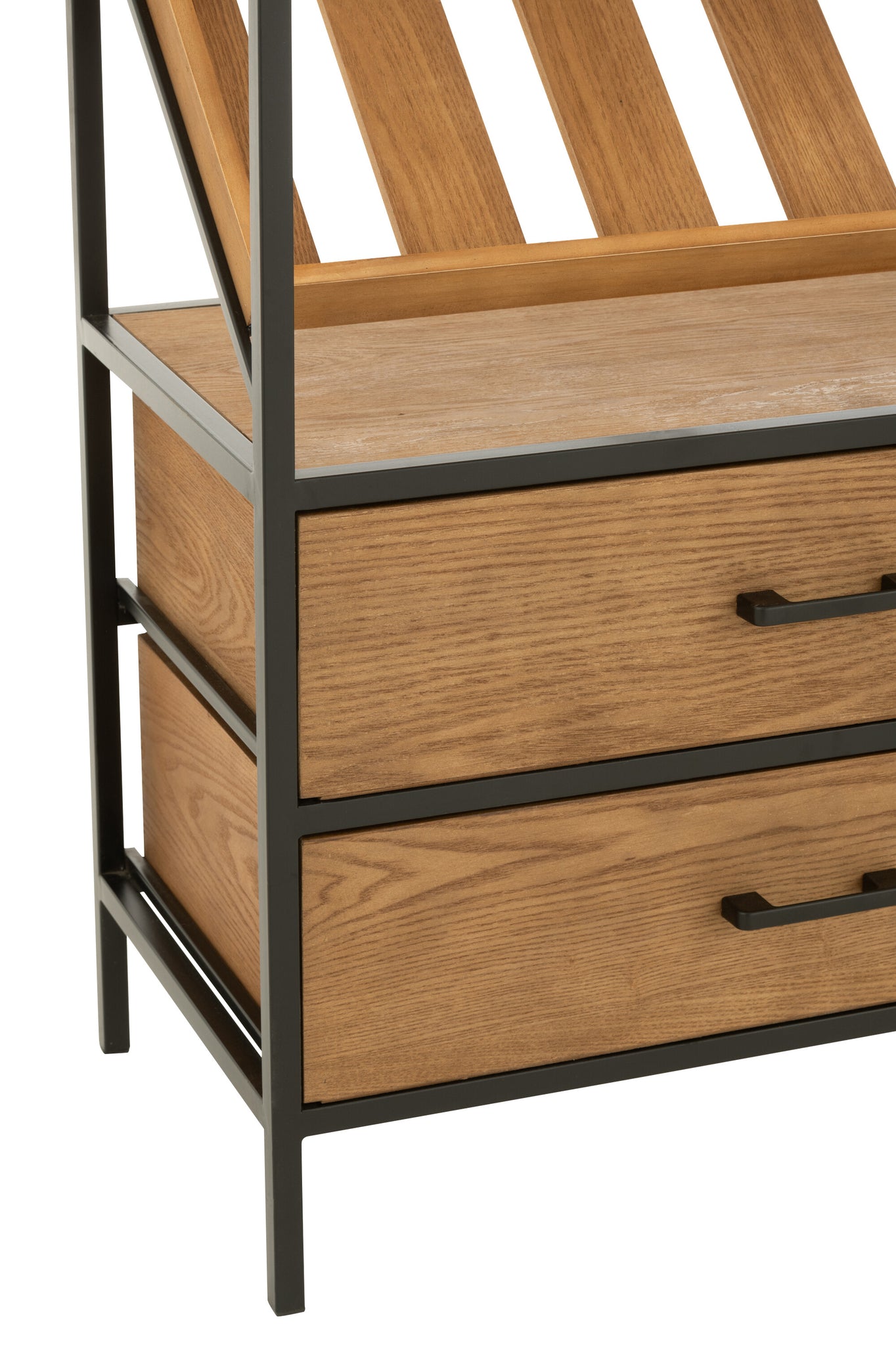 Barkast Hout en Metaal Zwart Naturel Groot | Living and Goods