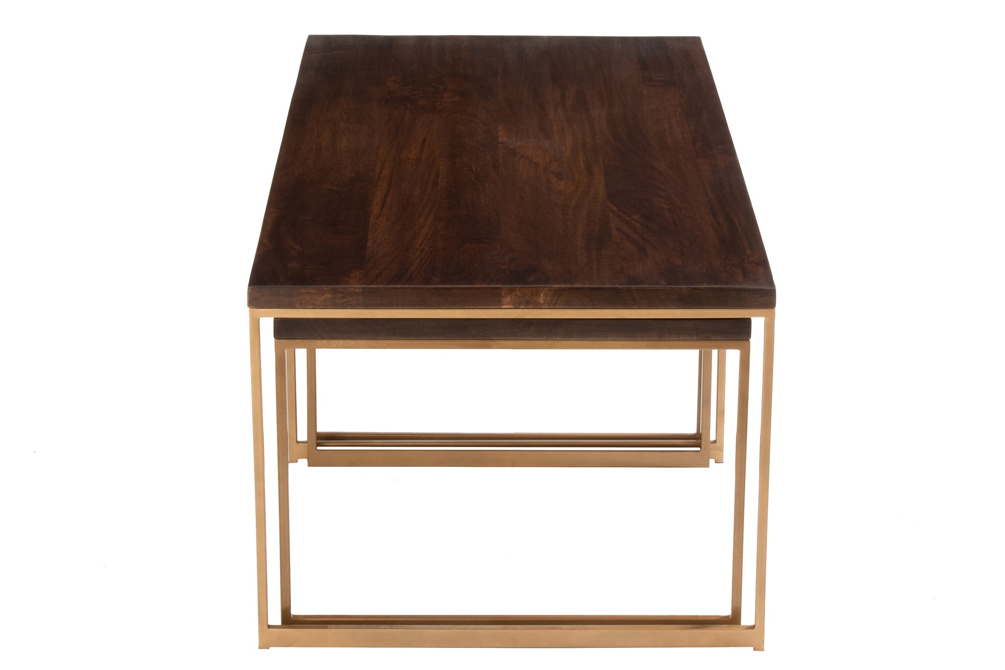 Couchtisch Rafi, 3-teilig, Eisen/Mangoholz, Gold/Dunkelbraun