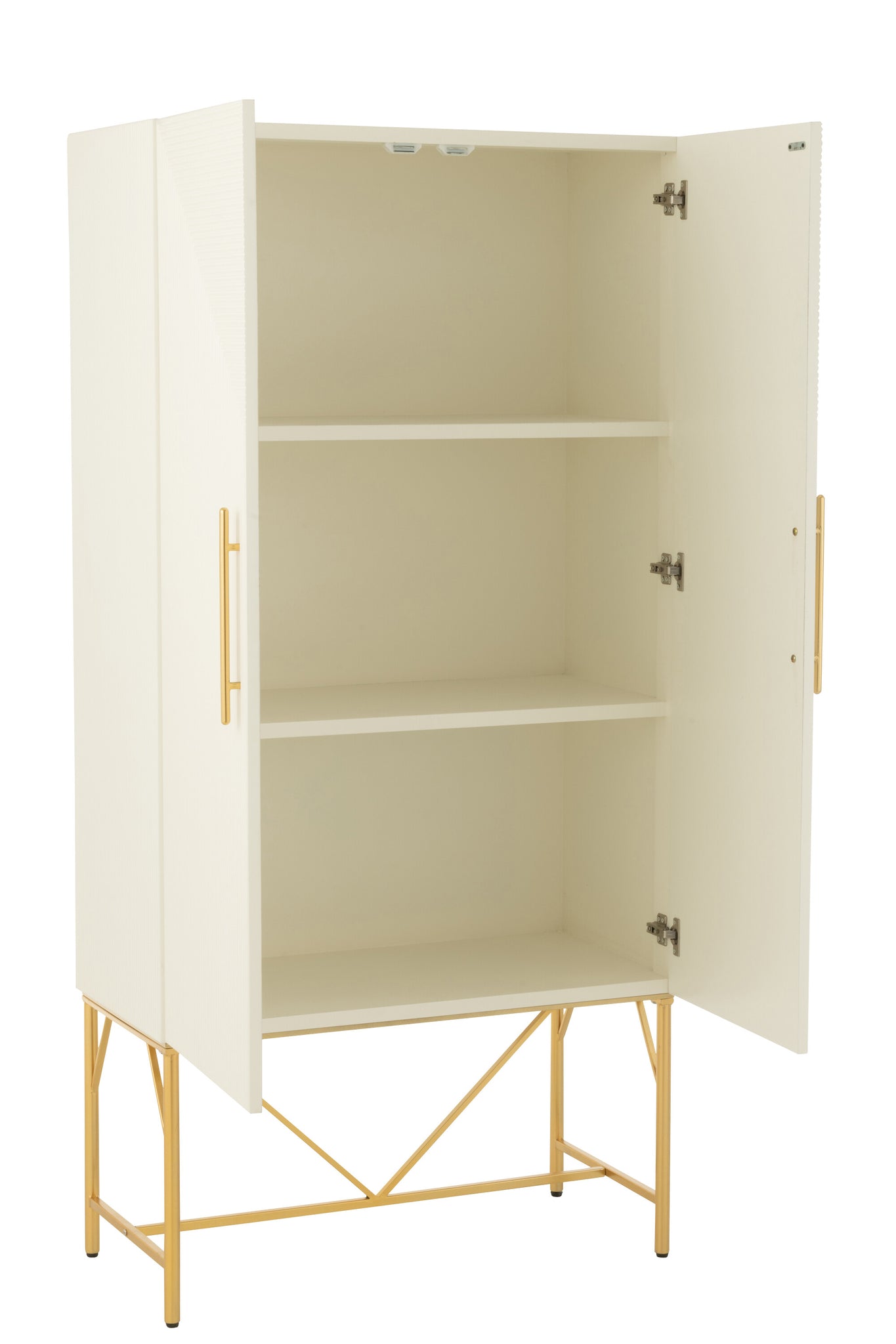 Chest Of Drawers Mdf/Metal White/Gold Colored
