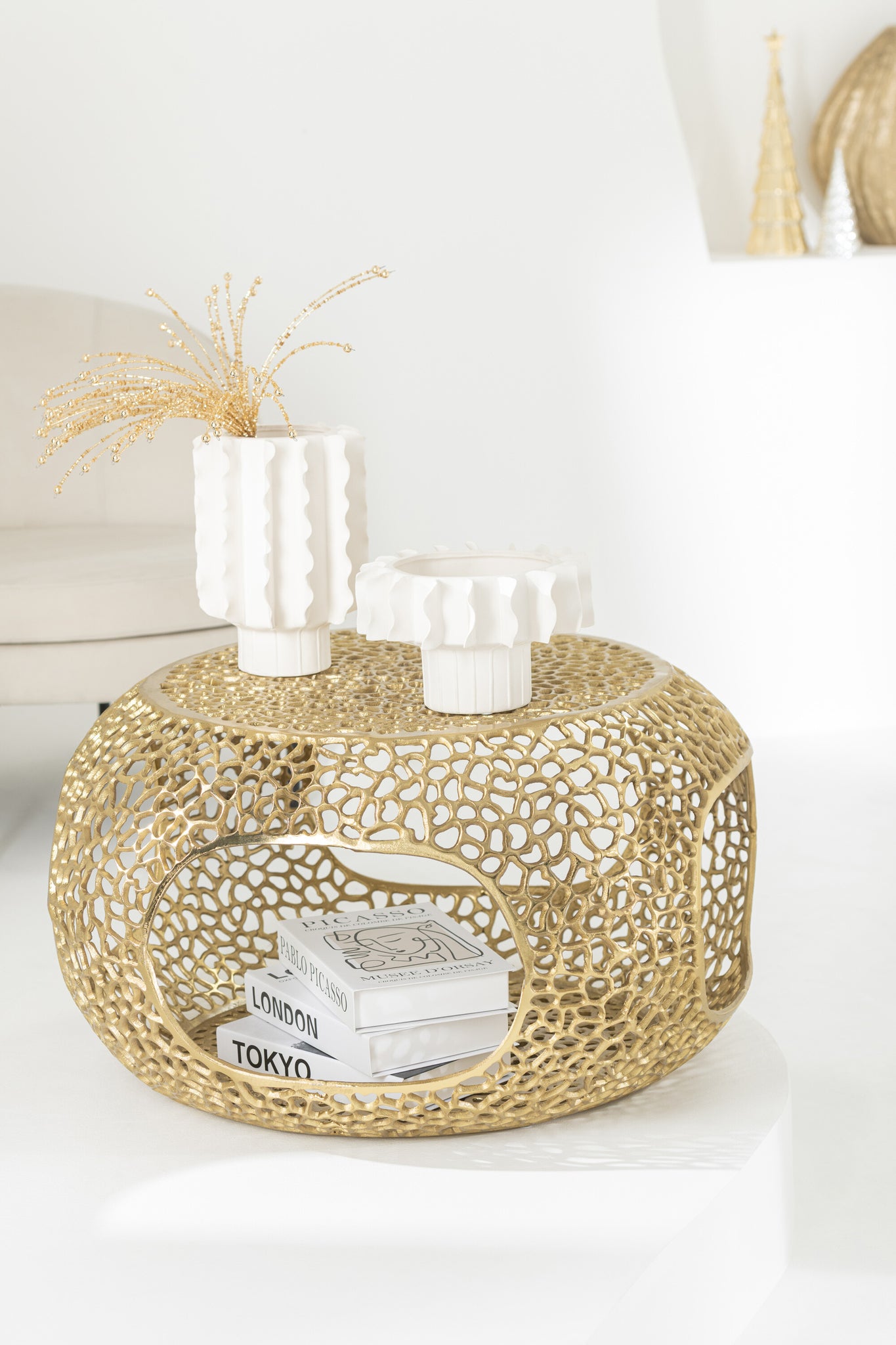 Coffee Table Aluminium Gold Colored Small